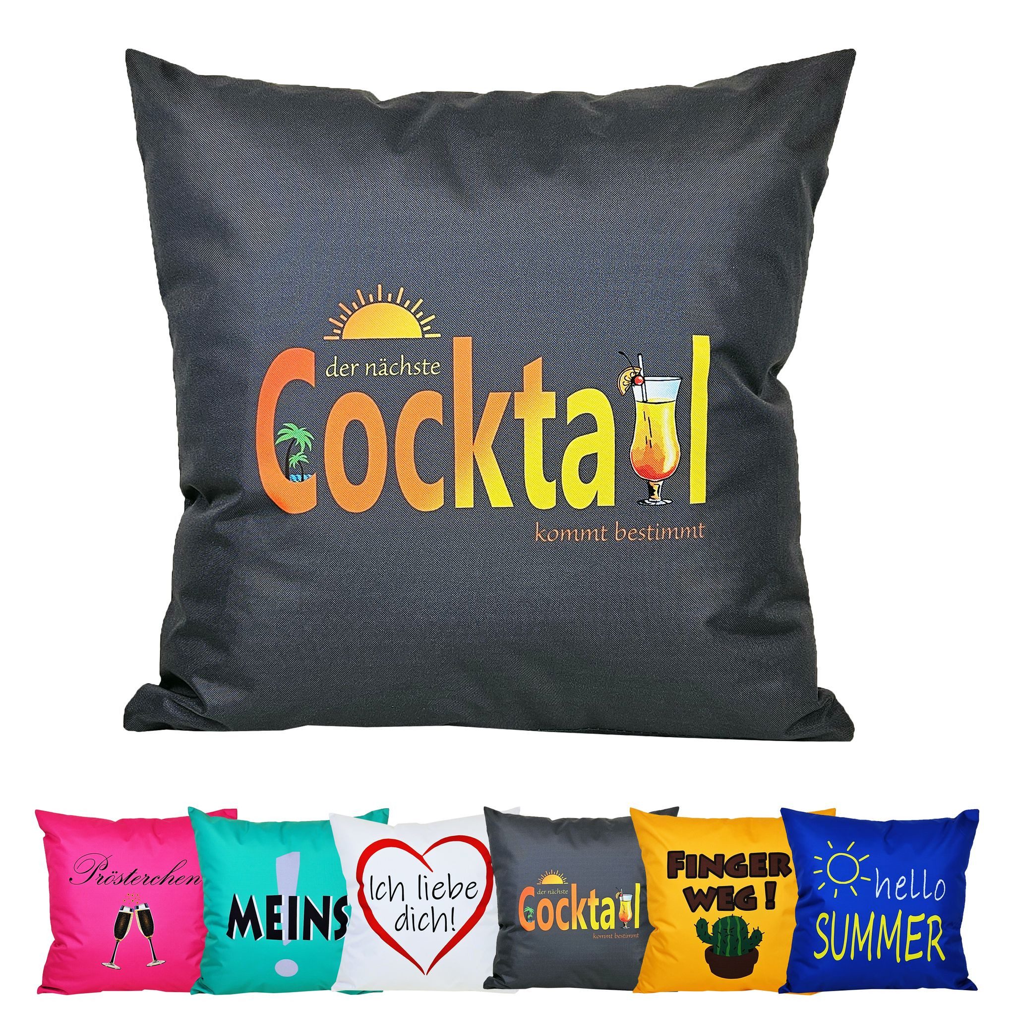 JACK Dekokissen 50x50cm Motiv Outdoor Lounge Kissen inkl. XXL Füllung Sitzkissen, Outdoorkissen starke Füllung mit lustigen Motiven