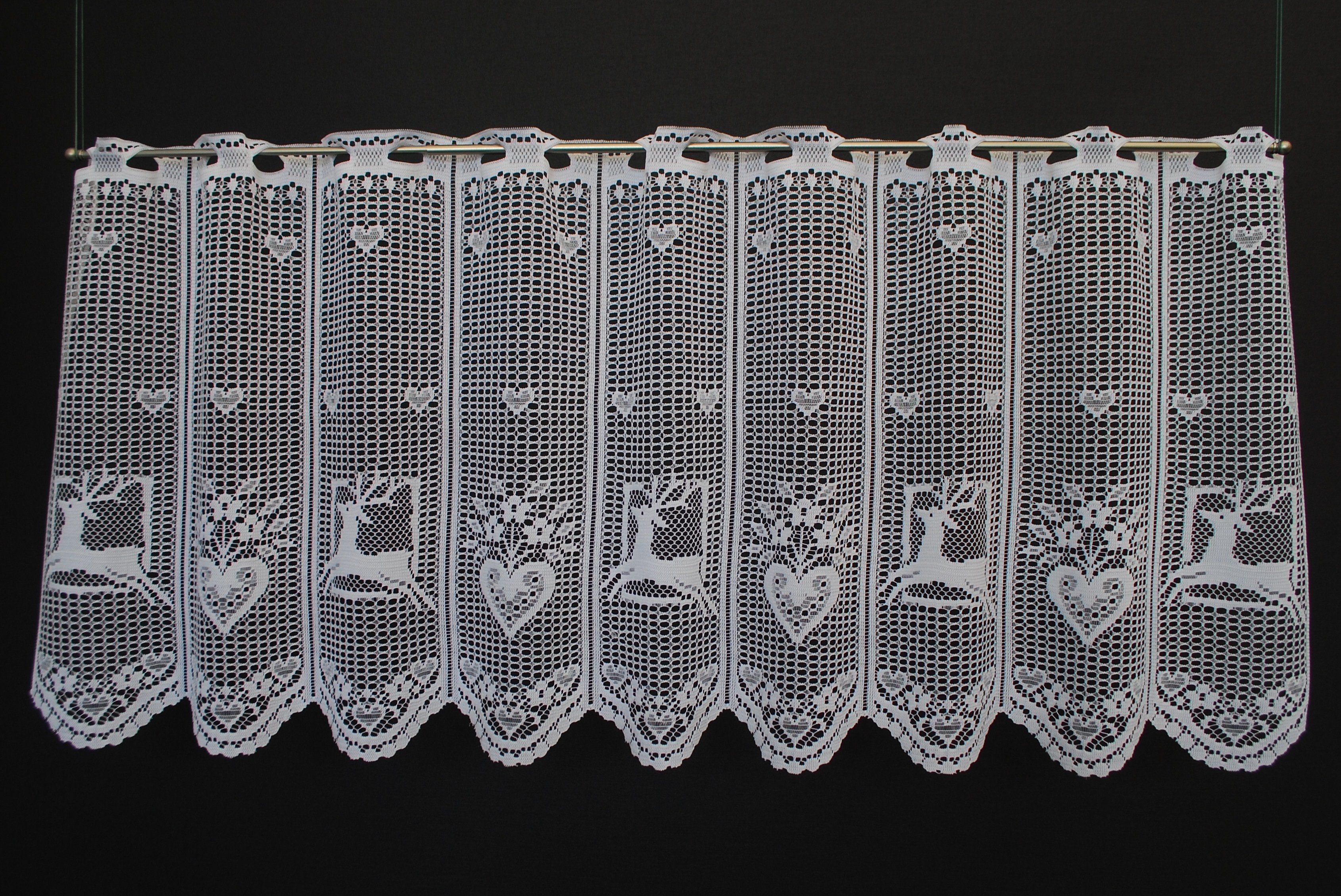 Gardinen Kranzusch Scheibengardine mit Hirsch und Herz, Stangendurchzug, tr günstig online kaufen