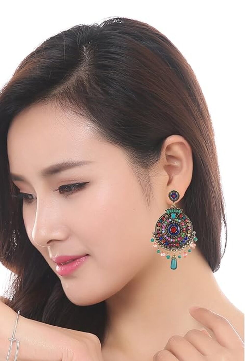 YouBella Ohrhänger-Set Bohemian Multi-Color Nickel Ohrringe Für Frauen & Mädchen (Enthaltene Komponenten: 1 Paar Ohrringe, Perfekt für besondere Anlässe, zum Ve – Bild 3 von 5