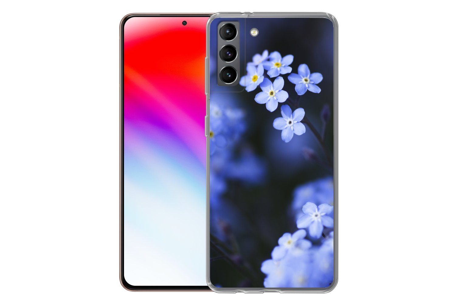 MuchoWow Handyhülle für Samsung Galaxy S21 Plus Nahaufnahme eines Vergissmeinnicht, Phone Case, Silikon, Schutzhülle Dünn