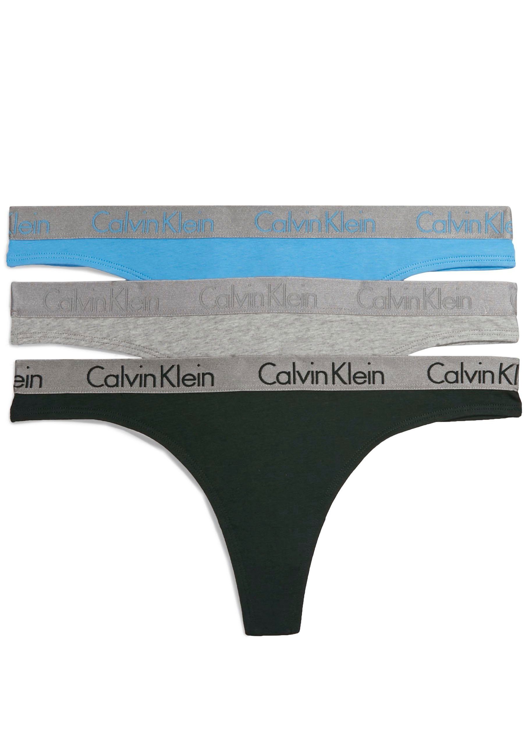 Underwear mit THONG Klein Logobündchen T-String 3PK Calvin 3er-Pack) klassischem (Packung,