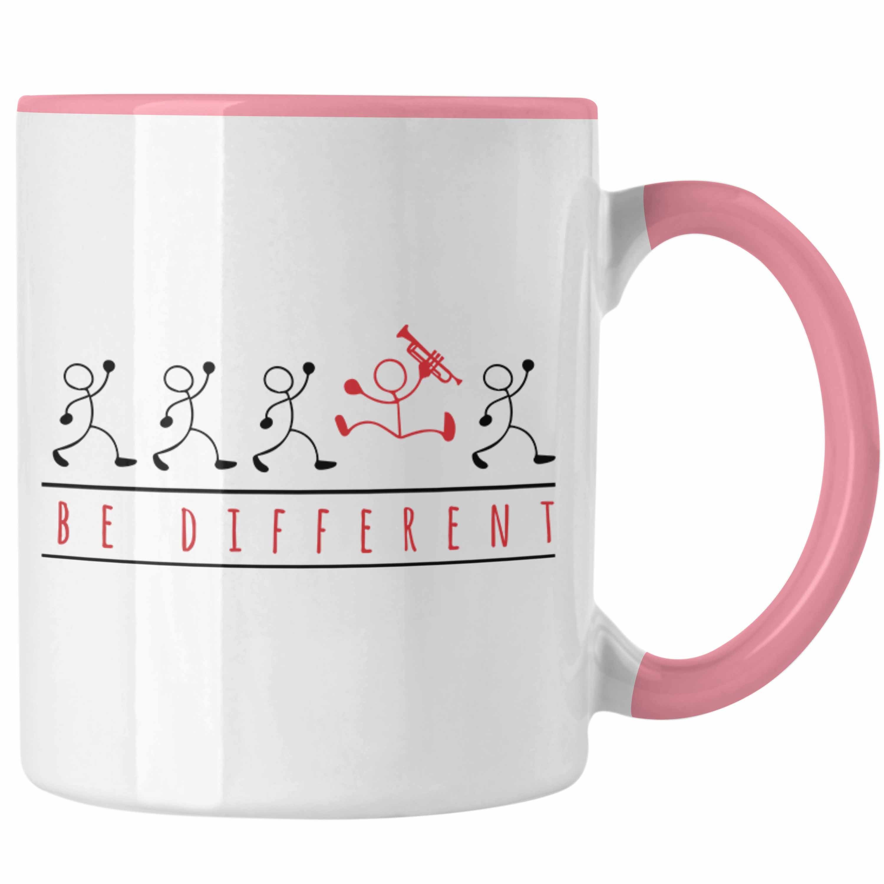 Trendation Tasse Posaunist Tasse Geschenk Sei Anders Posaune Kaffeebecher Geschenkidee Rosa