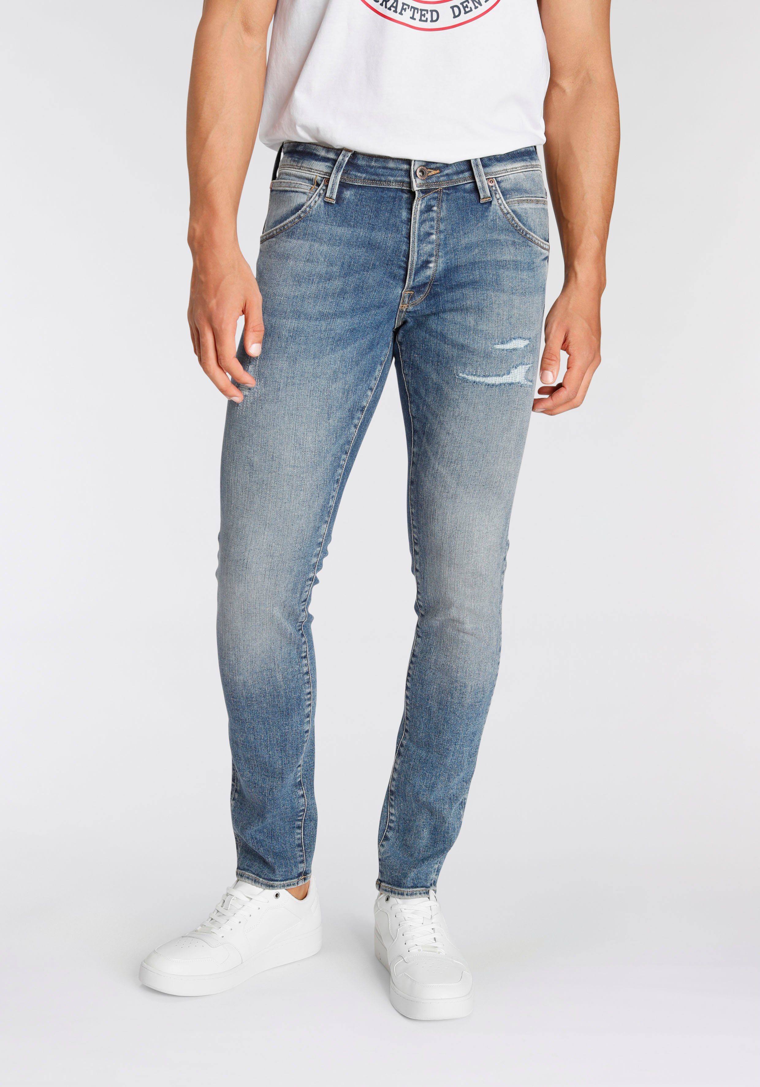 Jack & Jones Slim-fit-Jeans Glenn blue-destroyed-Effekte