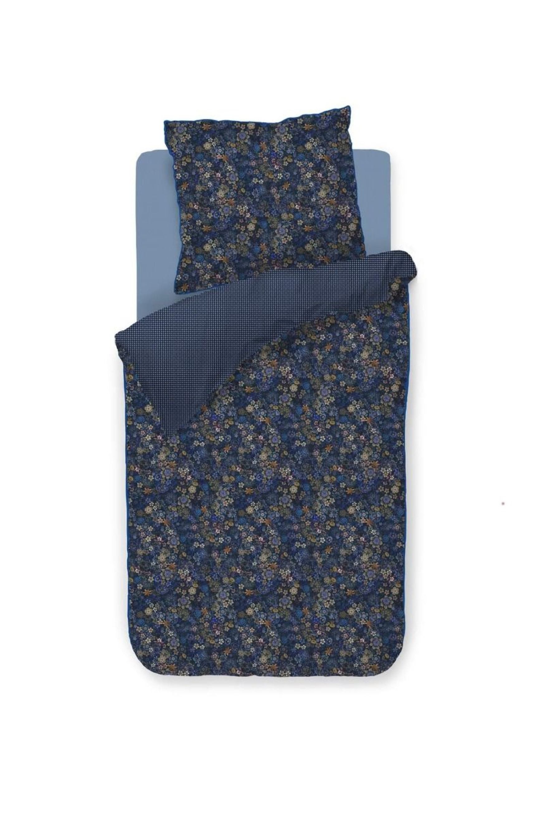 PiP Studio Постельное белье PIP Studio Perkal Постельное белье 135x200 Tutti i Fiori Dark Blue Blümchen, Perkal, 2 teilig, für den Sommer und Winter, kuschelig weich