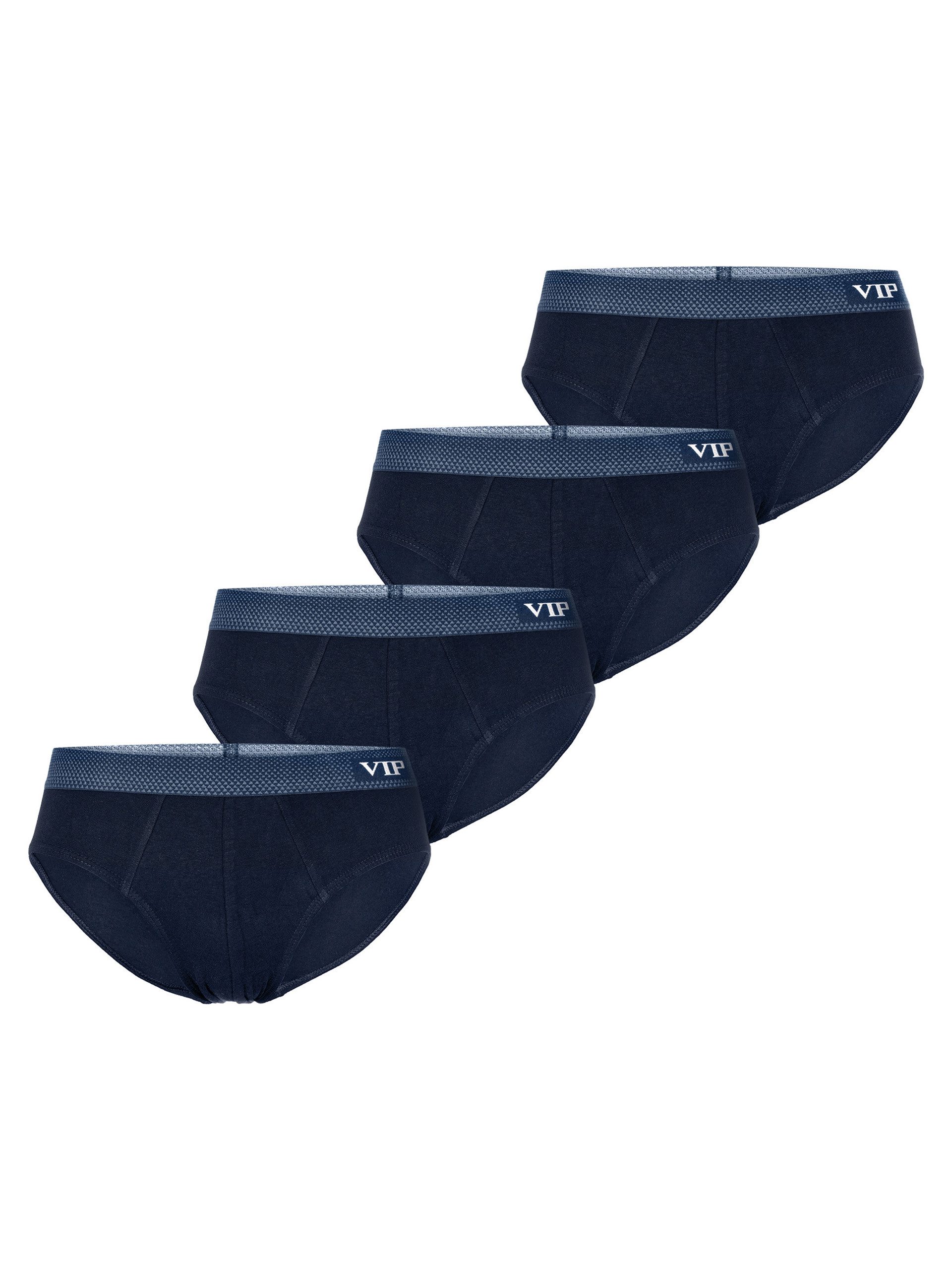 VIP Slip Premium Jersey Stretch - 4er Set - klassische Unterhosen (4-St) Unterwäsche Männer Herren Uni Baumwoll-Mix (95% Baumwolle) 4-Pack