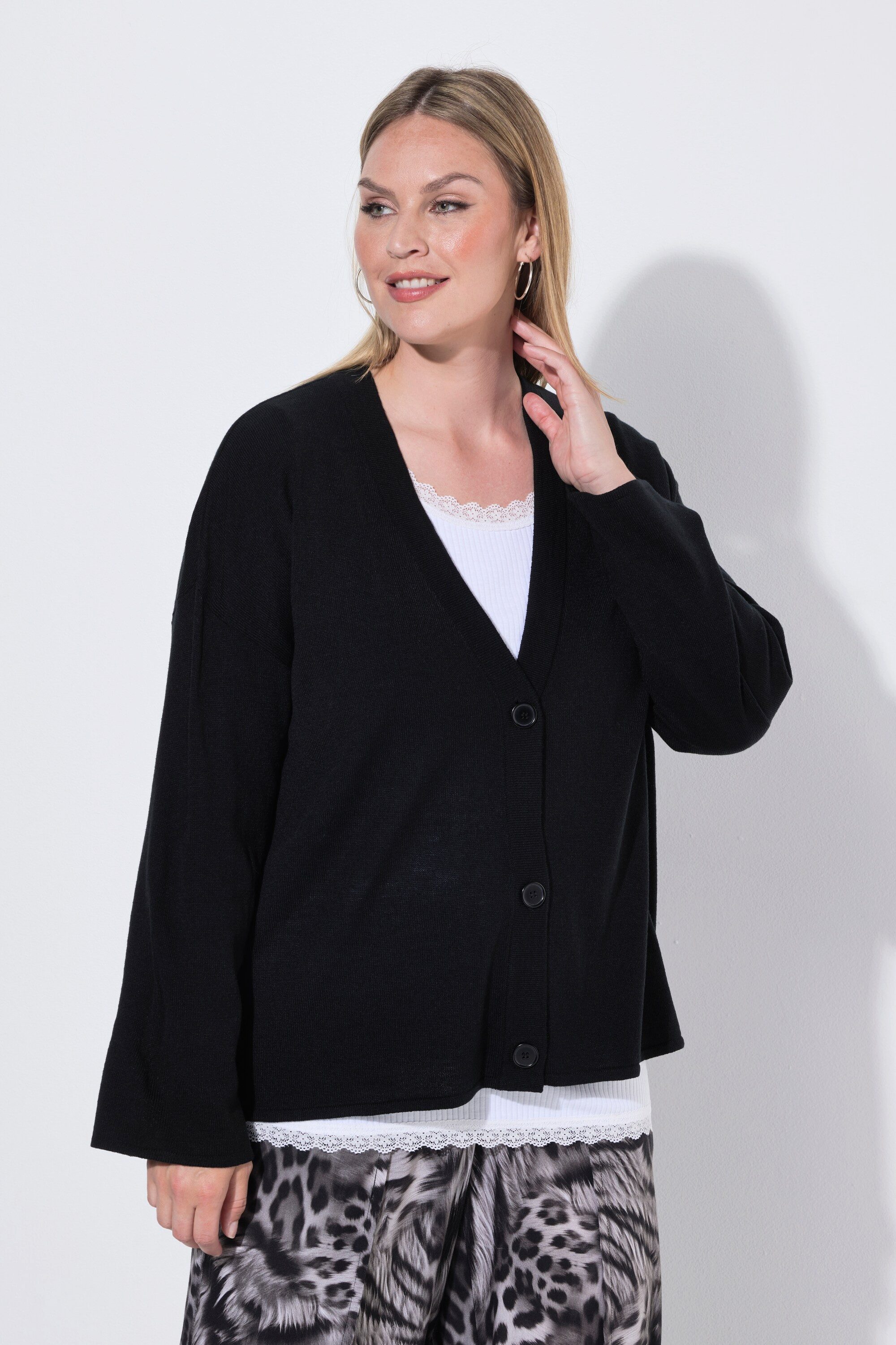 MIAMODA Strickjacke Strickjacke Boxy Fit weiter Langarm