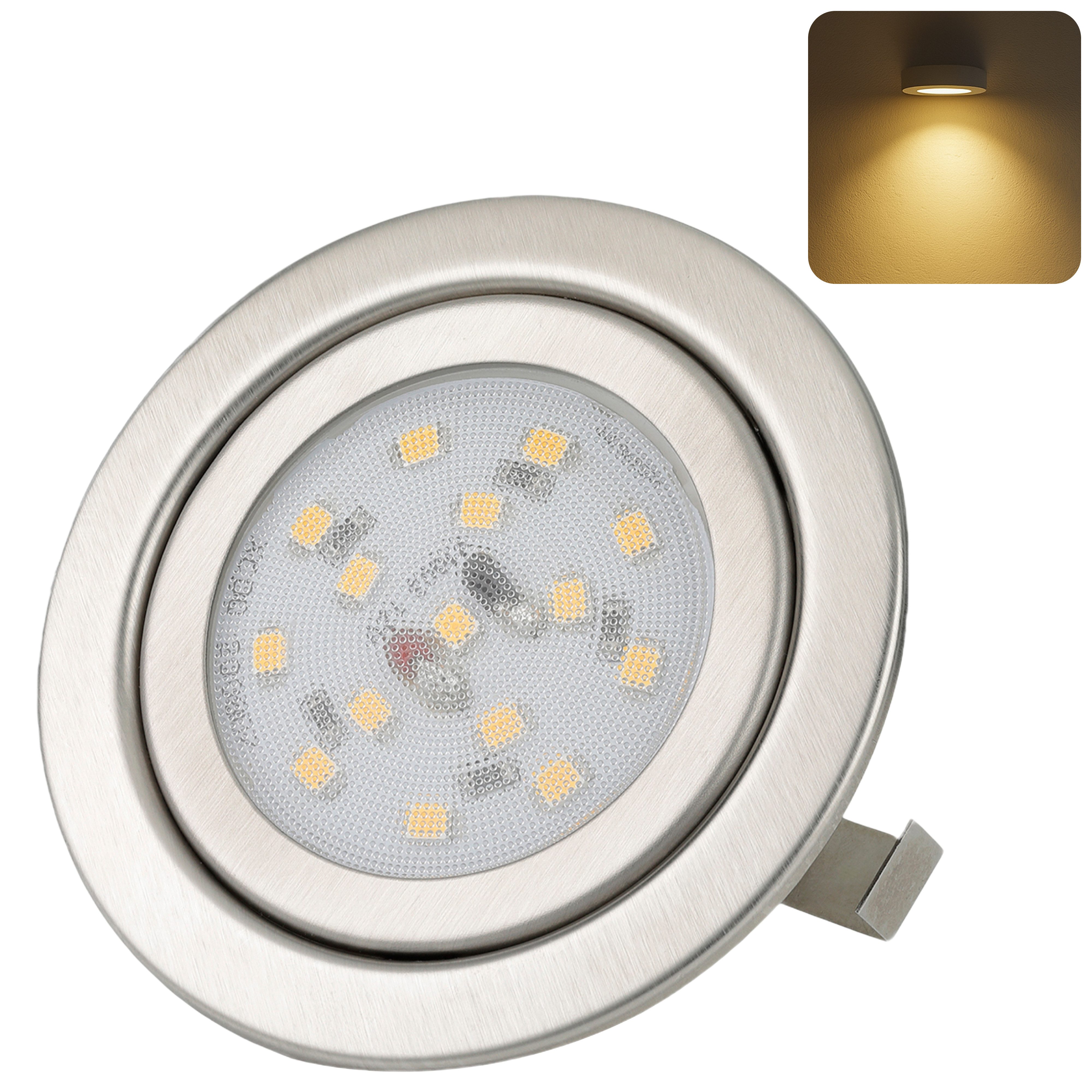 Sweet LED LED Einbaustrahler 3W 230V 3000K Chrom Flach 31mm Möbel Einbauspots 250lm Ø68mm IP20, LED fest integriert, 3000K-Warmweiß, Deckenspots, Ø 70 mm, Einbauleuchten