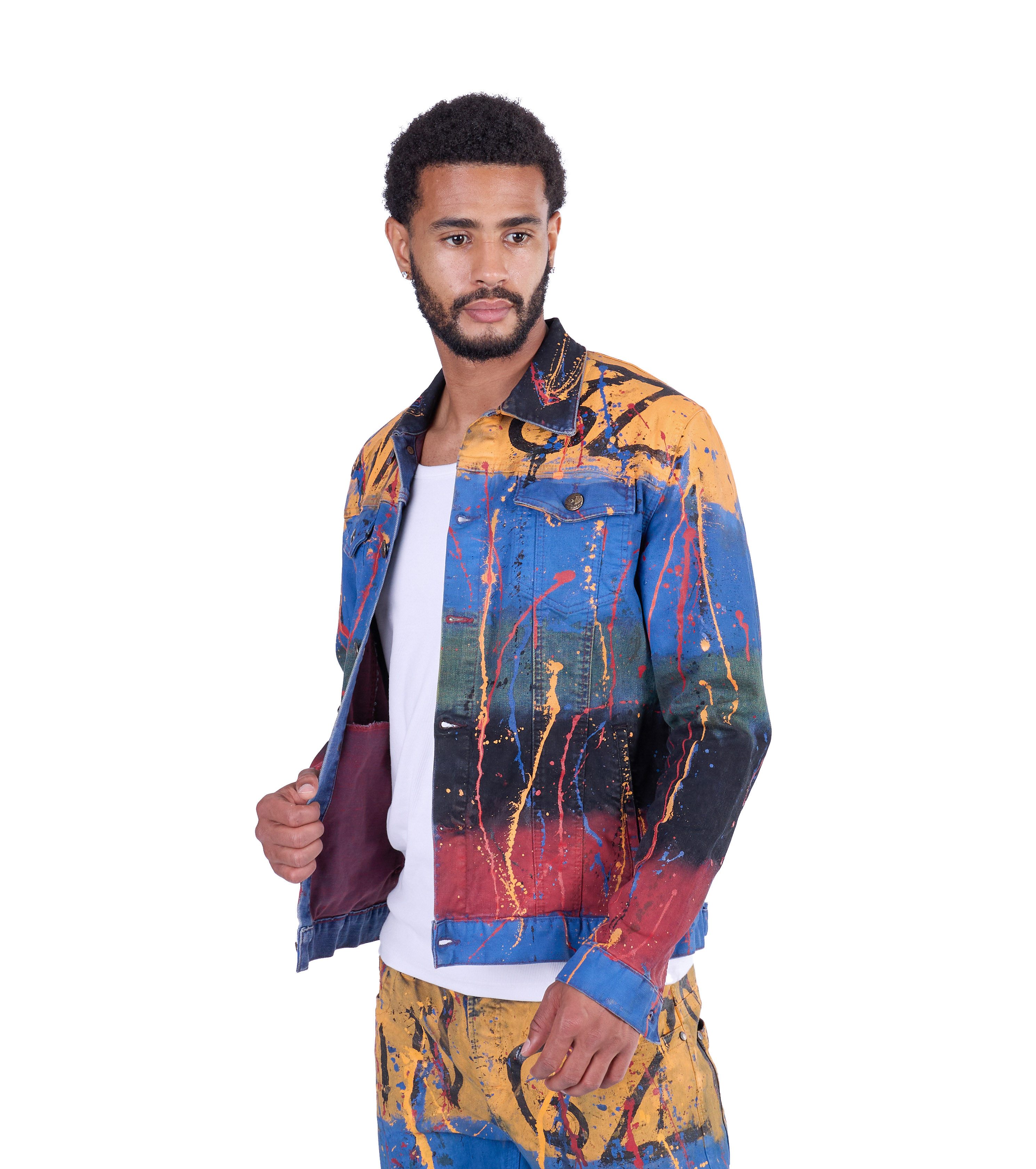 KINGZ Jeansjacke Destroyed Colorblind Designer Jeansjacke Blau S günstig online kaufen