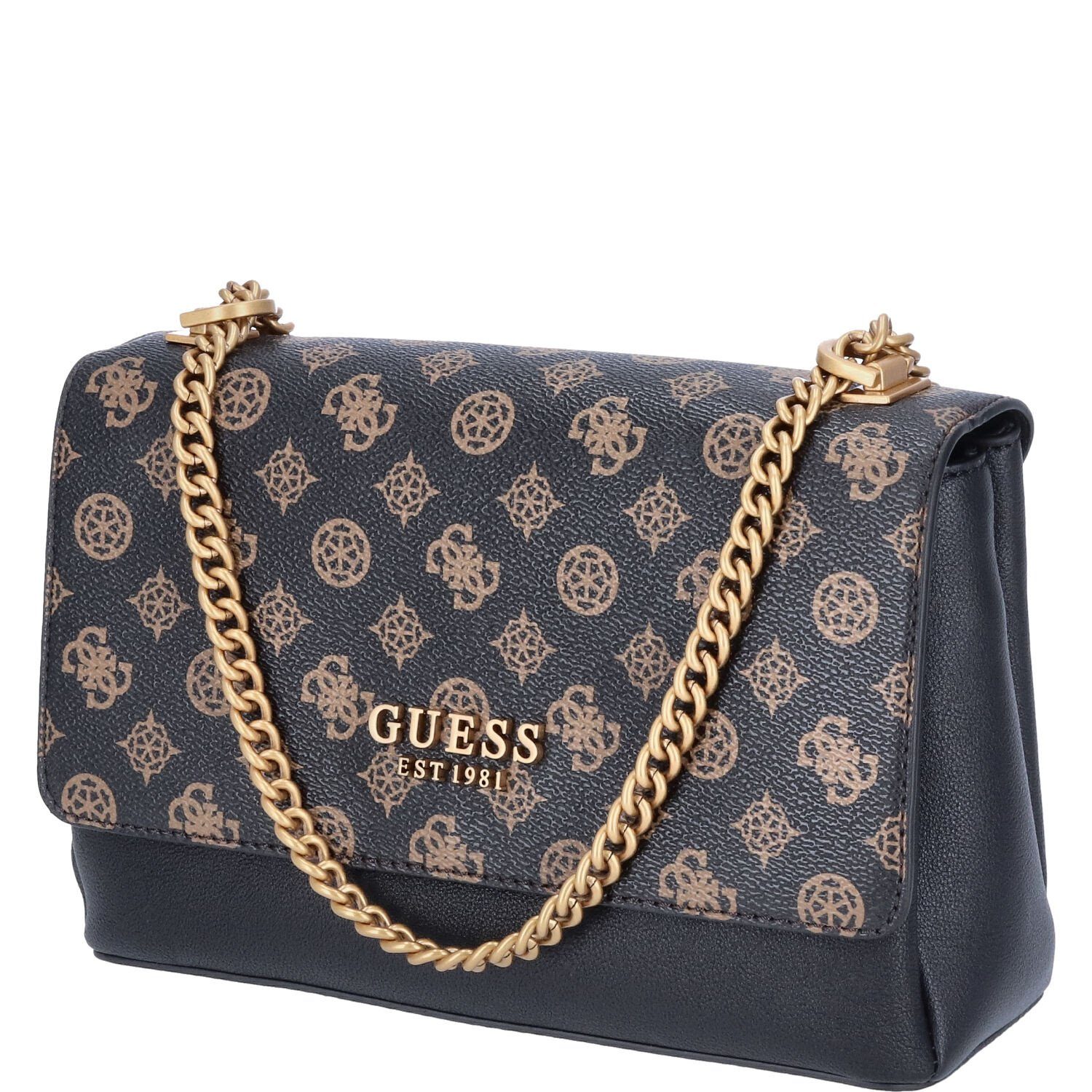 Guess Umhängetasche GUESS Damen Umhängetasche Fynna Black-Mocha Logo (Stück, Stück)