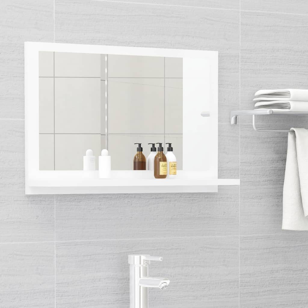 Badspiegel Badezimmerspiegelschrank Holzwerkstoff 60x10,5x37 (1-St) vidaXL Hochglanz-Weiß cm