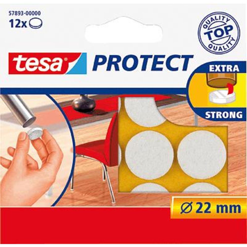 tesa Vibrationsdämpfer tesa Filzgleiter Weiß 22 mm 12 St., (57893-00000-00)