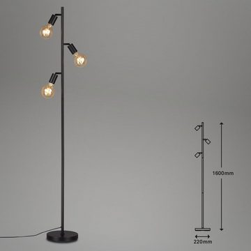 Briloner Leuchten Stehlampe 1387-035, ohne Leuchtmittel, Warmweiß, metall/schwarz, inkl. Kabelschalter, exkl. 3x E27 max. 10 W