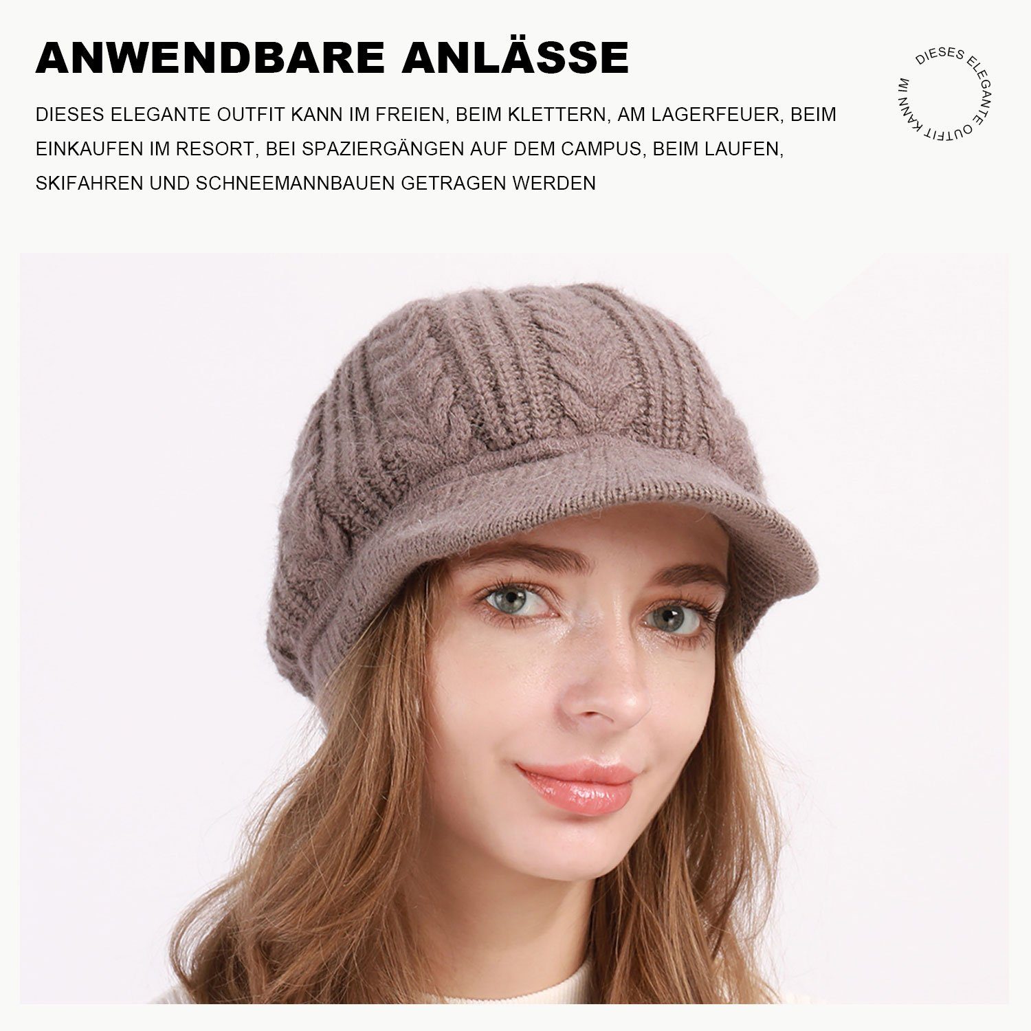 MAGICSHE aus Baskenmütze Wollstrick mit Strickmütze khaki Entenzunge