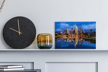 OneMillionCanvasses® Leinwandbild Skyline von Frankfurt am Main in Deutschland am Abend, (1 St), Wandbild Leinwandbilder, Aufhängefertig, Wanddeko, 30x20 cm