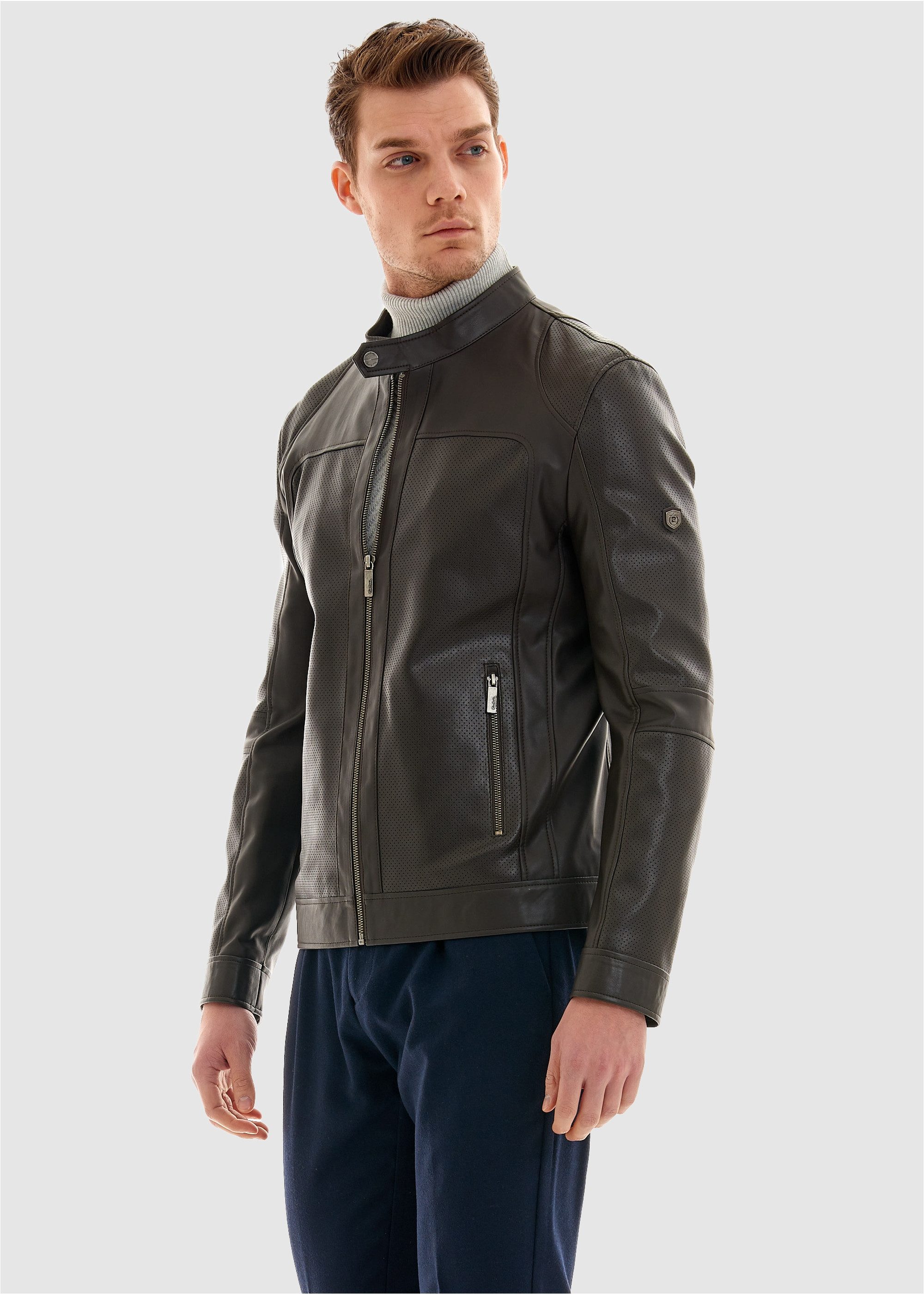 Pierre Cardin Lederimitatjacke im modischen Leder-Look