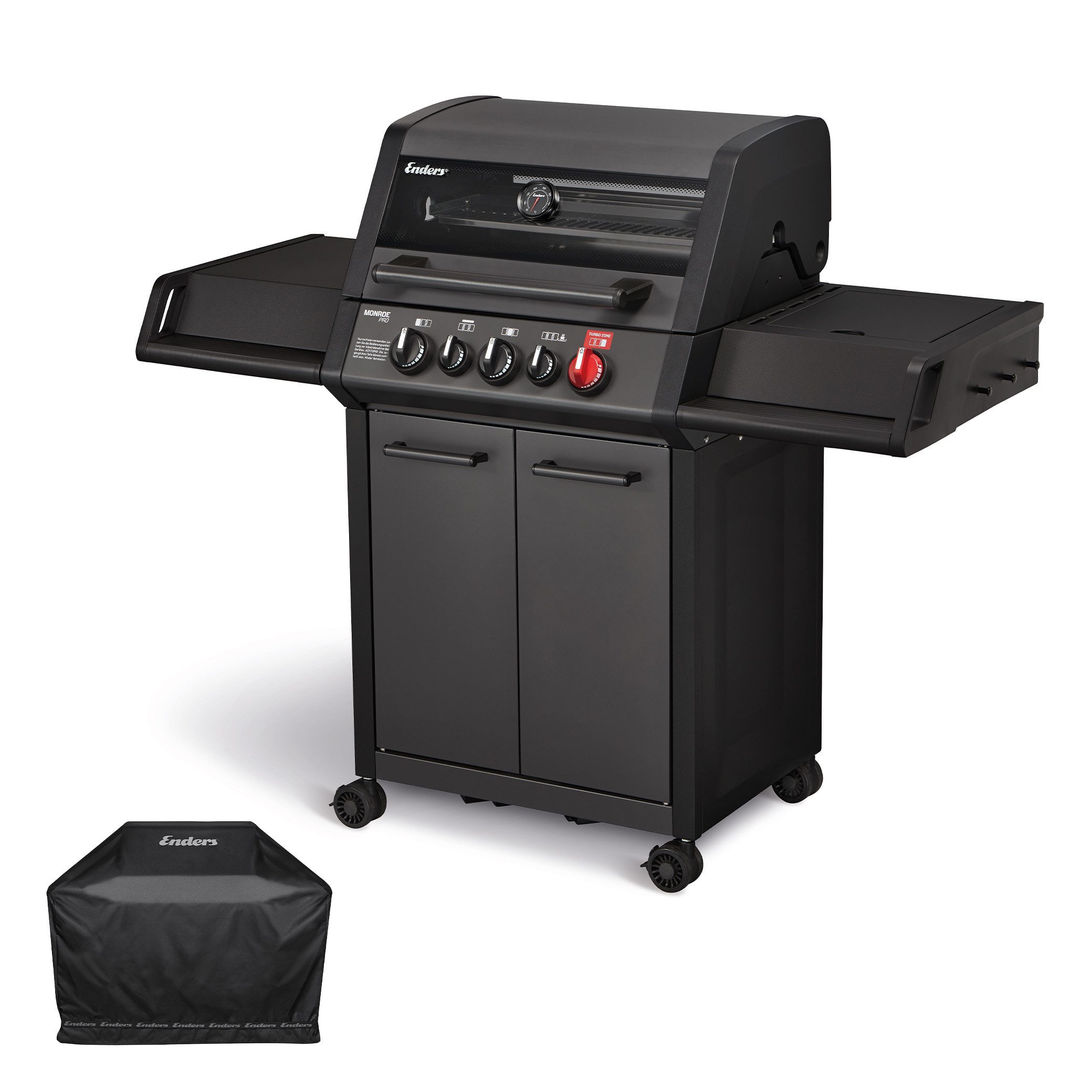 Enders® Gasgrill Monroe Pro 3 SIK Turbo Shadow Gas Grill + Wetterschutzhülle
