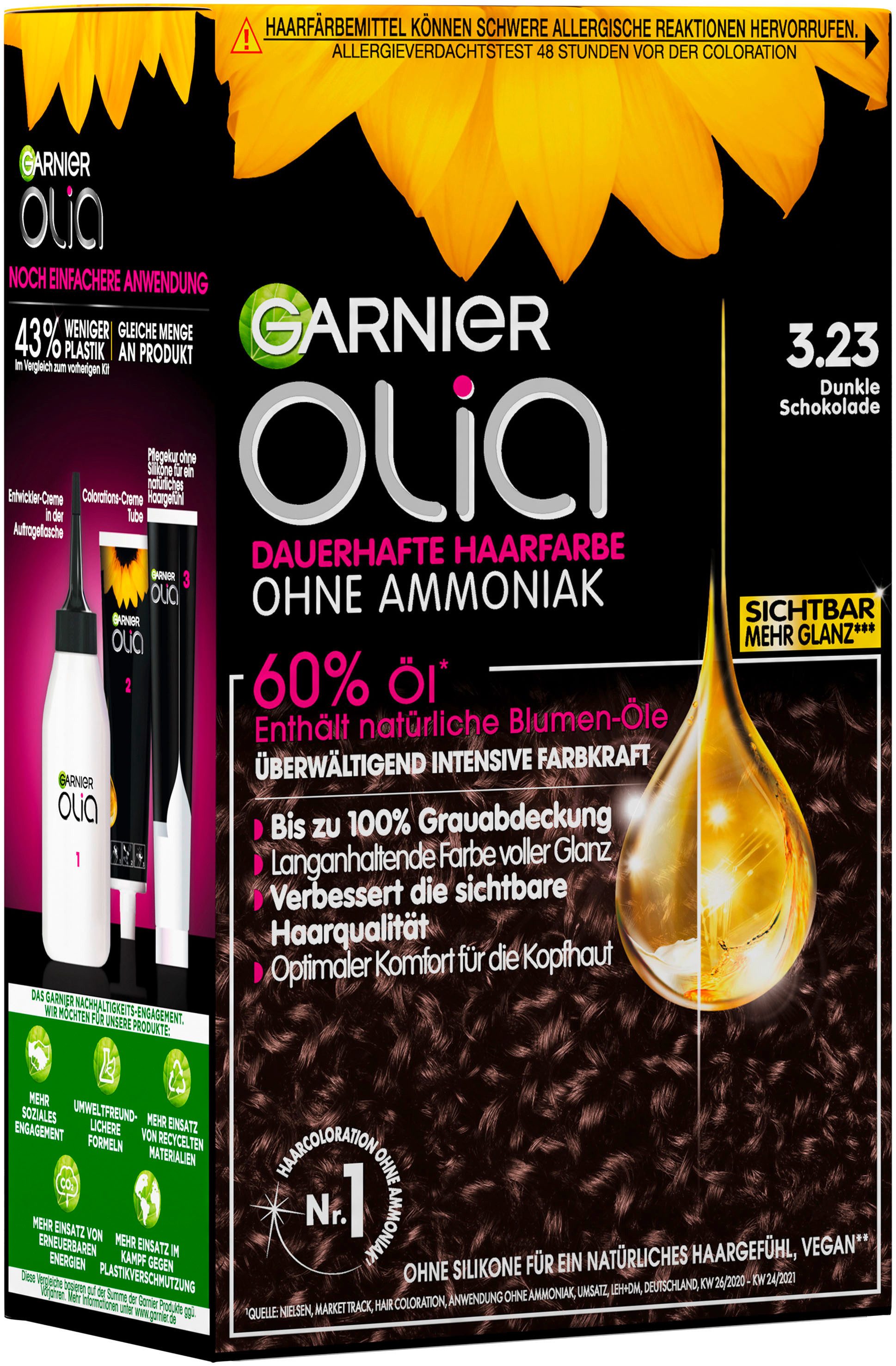 GARNIER Coloration Garnier Olia dauerhafte Haarfarbe, Packung, 3-tlg., mit pflegender Formel