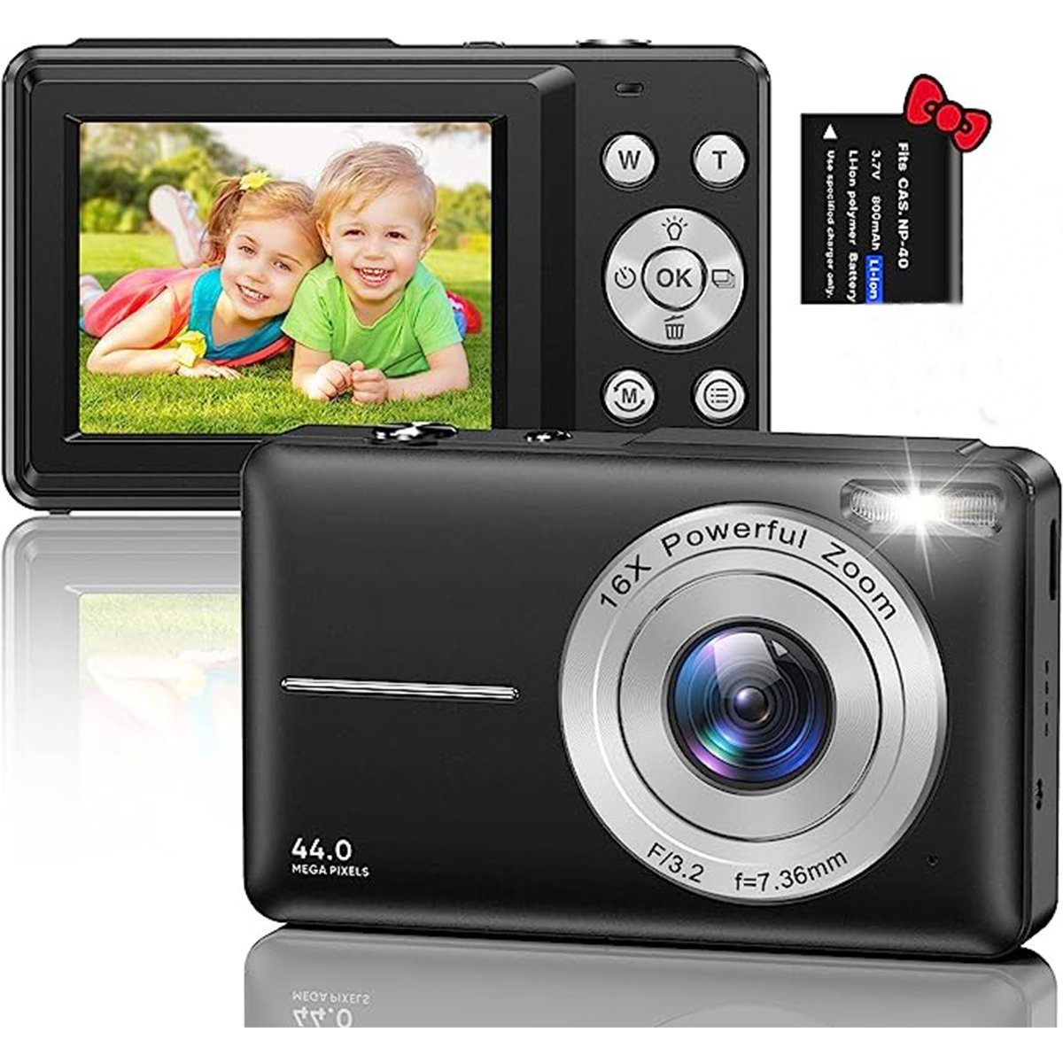 autolock Digitalkamera Fotokamera HD 1080P 44MP mit 16X Digitalzoom Kompaktkamera (Wiederaufladbare Kompaktkamera für Kinder Erwachsene Anfänger)