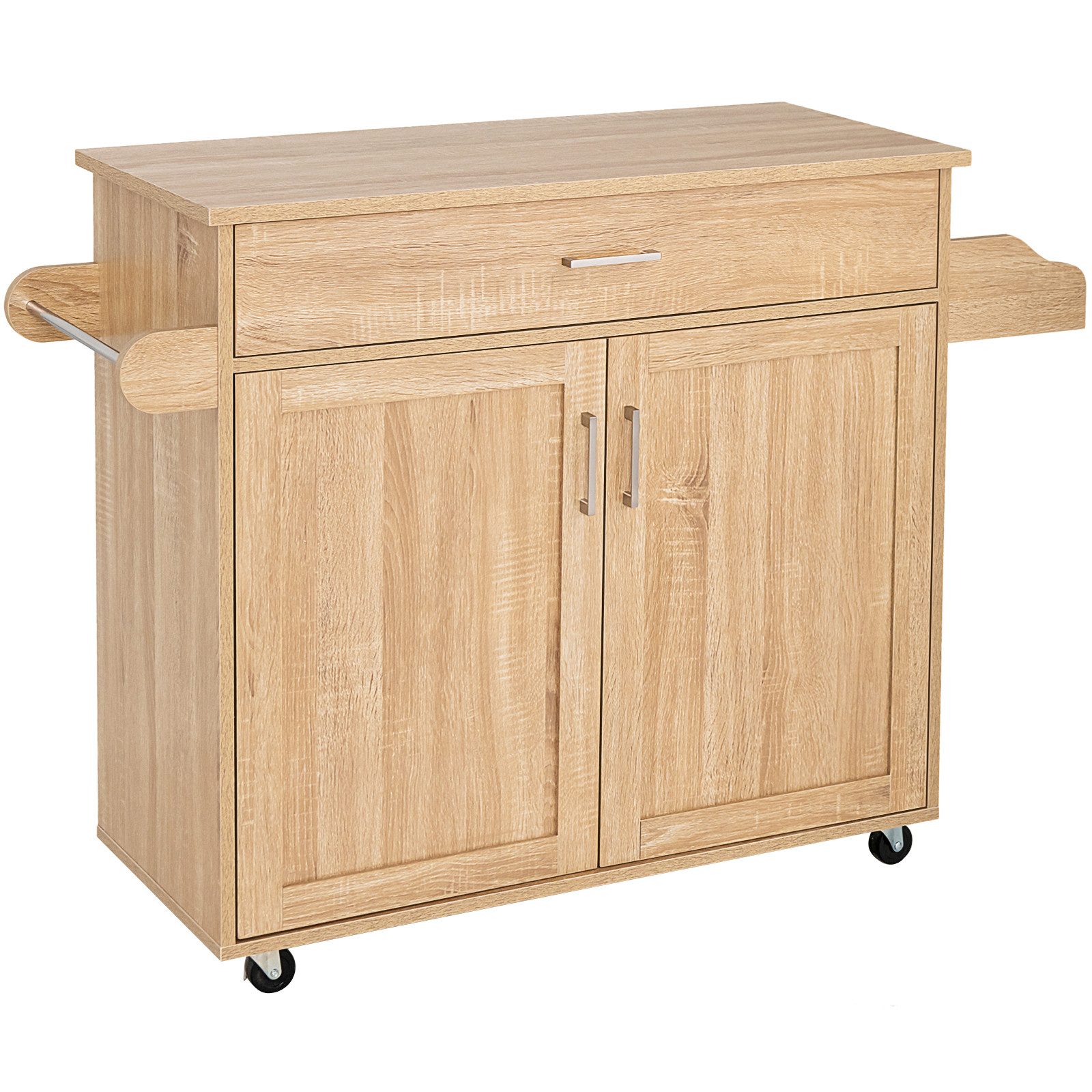 COSTWAY Küchenwagen, Servierwagen mit Arbeitsplatte & Handtuchhalter, Rolle günstig online kaufen