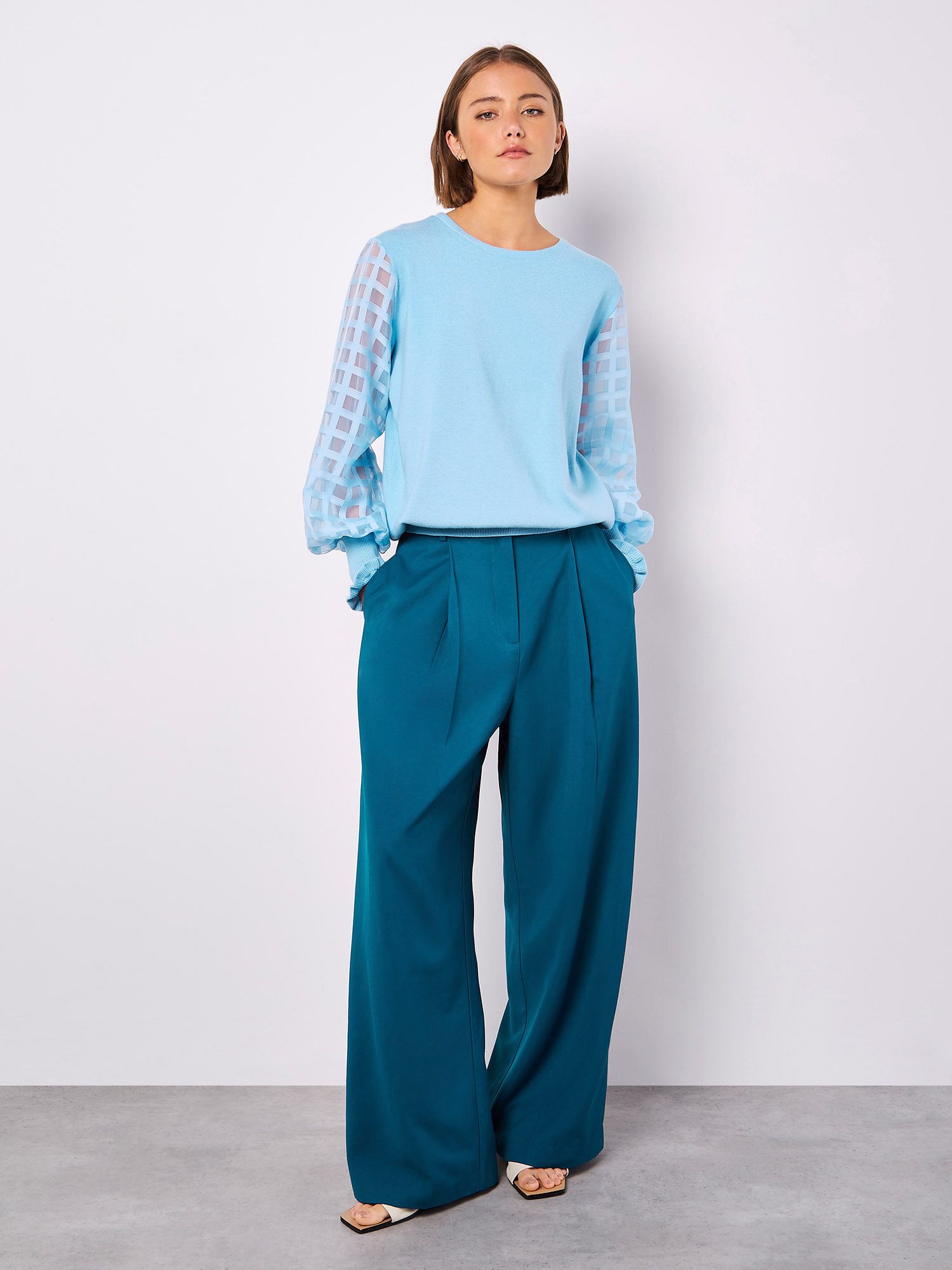 Apricot Strickpullover Organza-Quadrate-Arm-Pullover im Strickmix günstig online kaufen