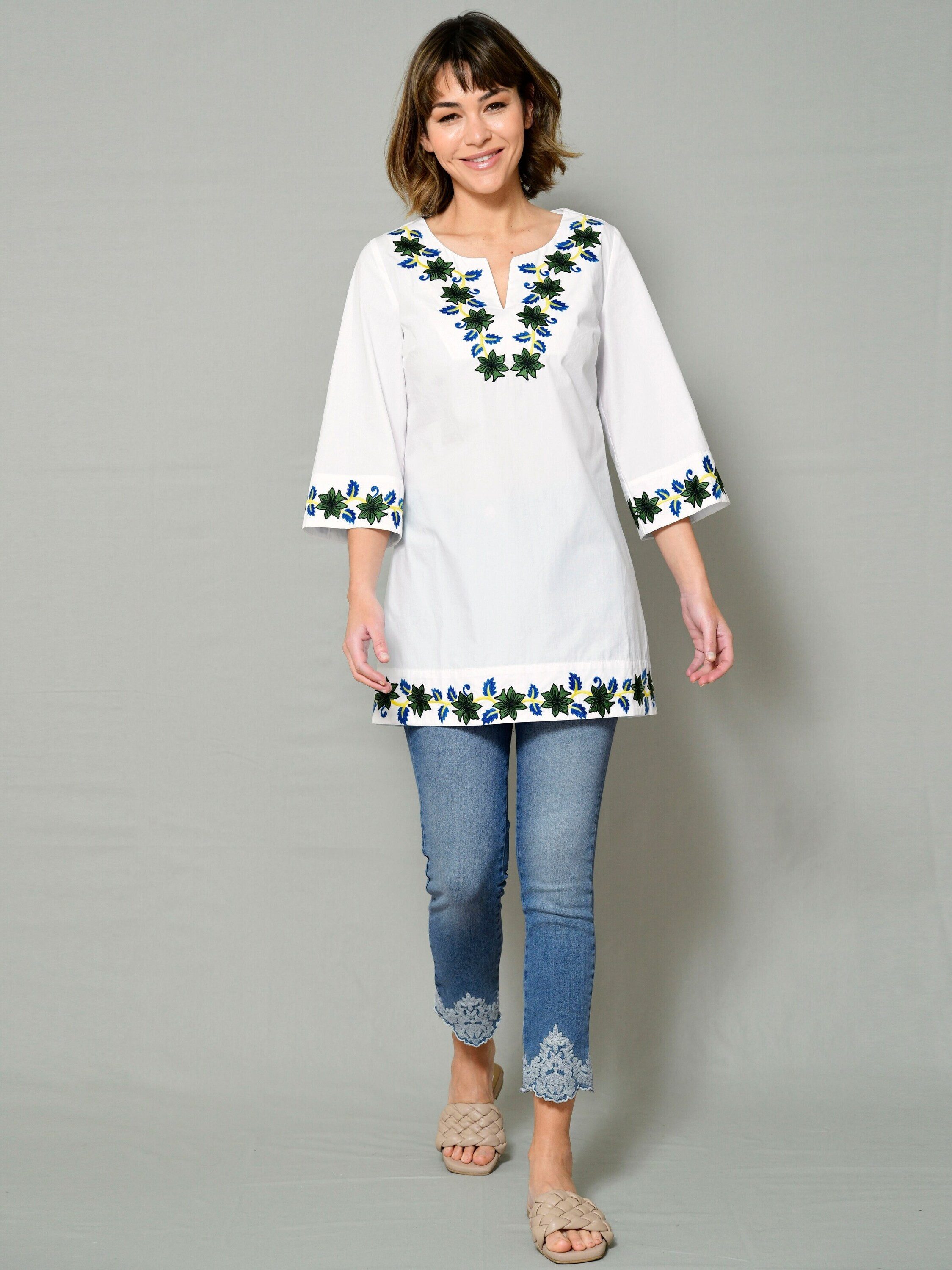 Alba Moda Tunika Tunika mit dekorativer Stickerei