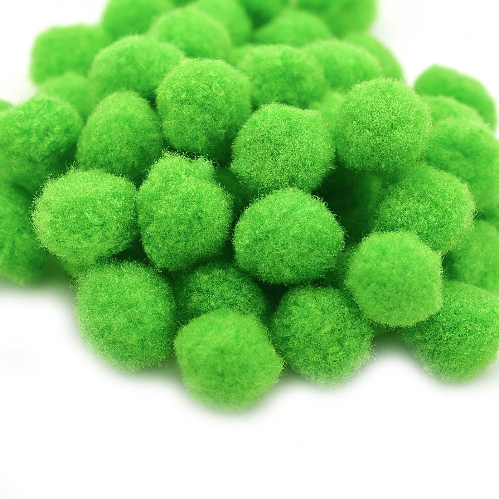100 kreativ Pompons, oder Basteln, 15mm, Pompon Farben Farbmix, zum maDDma hellgrün