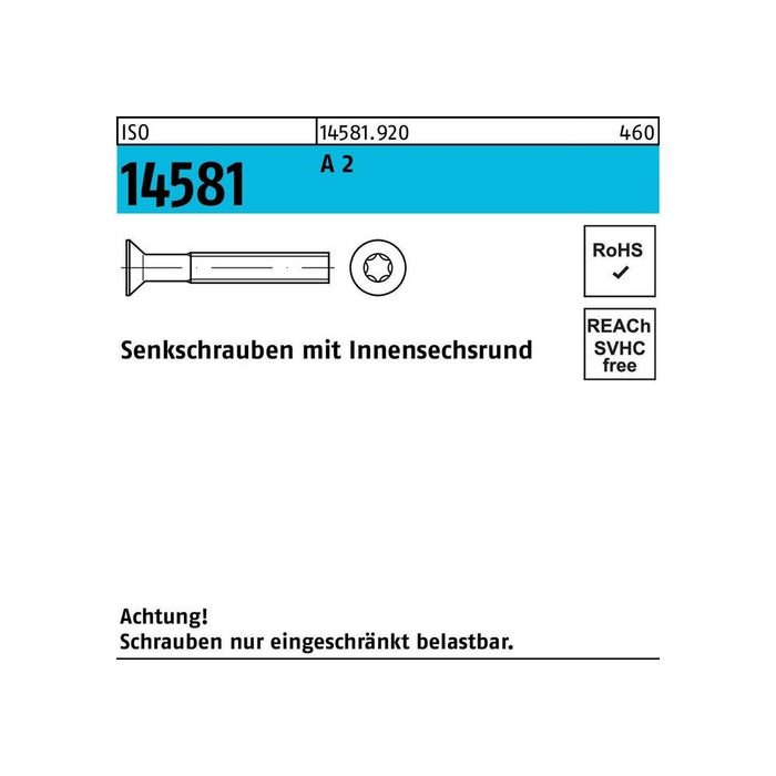 Senkschraube Senkschraube ISO 14581 m.Innensechsrund M 4 x 10 T20 A 2