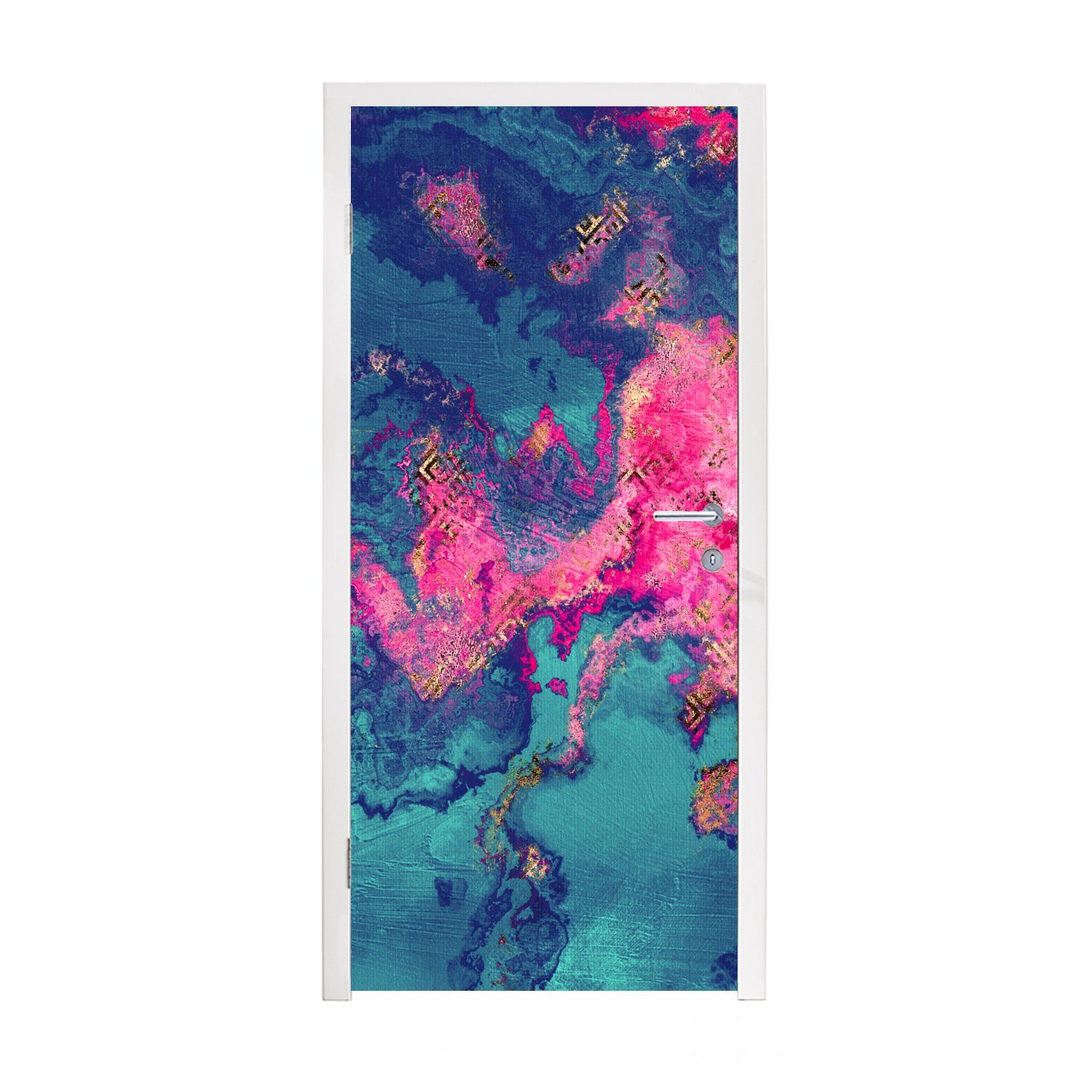 MuchoWow Türtapete Marmor - Farbe - Rosa - Blau, Matt, bedruckt, (1 St), Fototapete für Tür, Türaufkleber, 75x205 cm