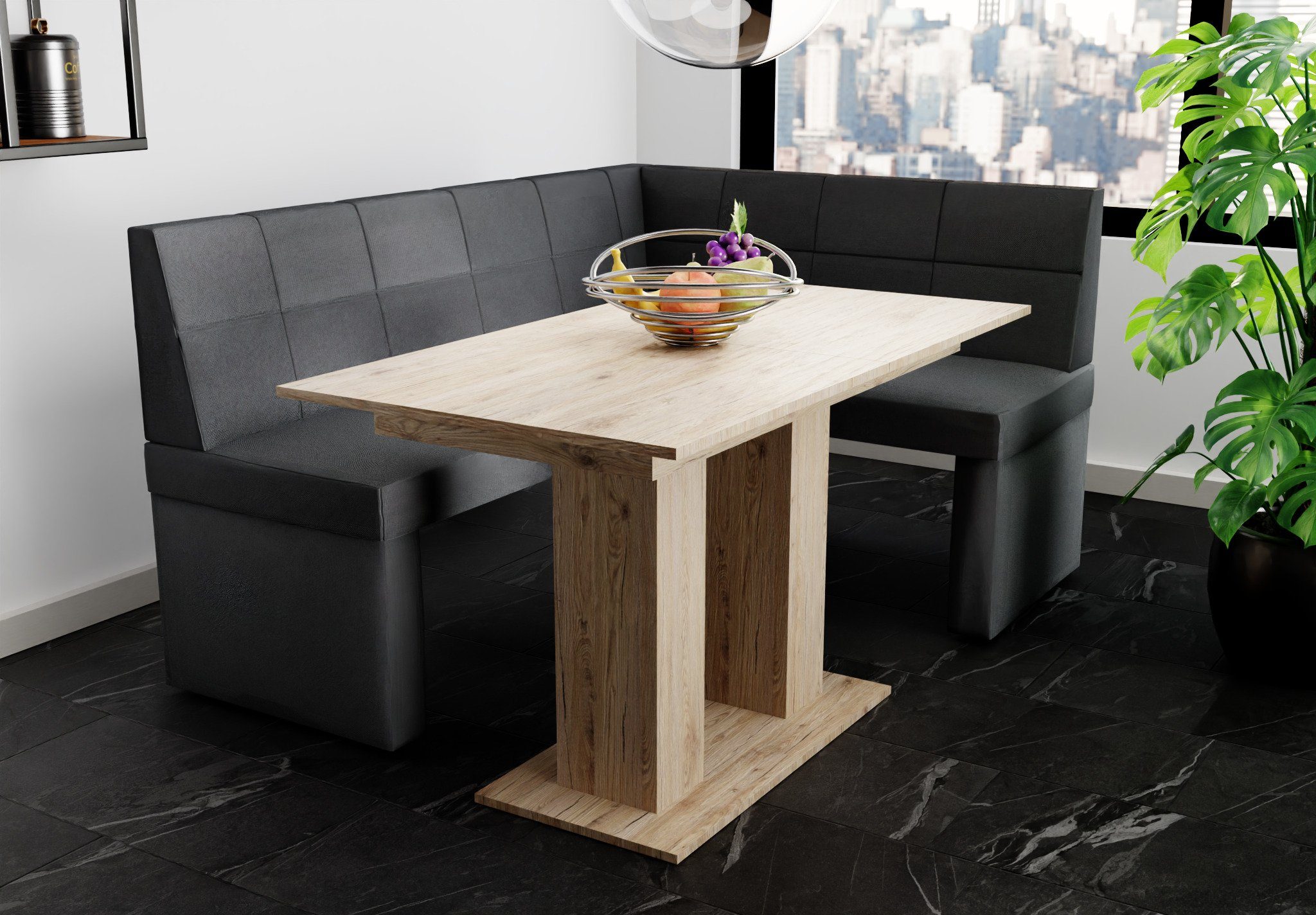Größe Eckbankgruppe Tisch ausziehbarer Möbel „BLAKE mit Sonoma, XL“ Fun 196x142cm Eckbankgruppe Tisch