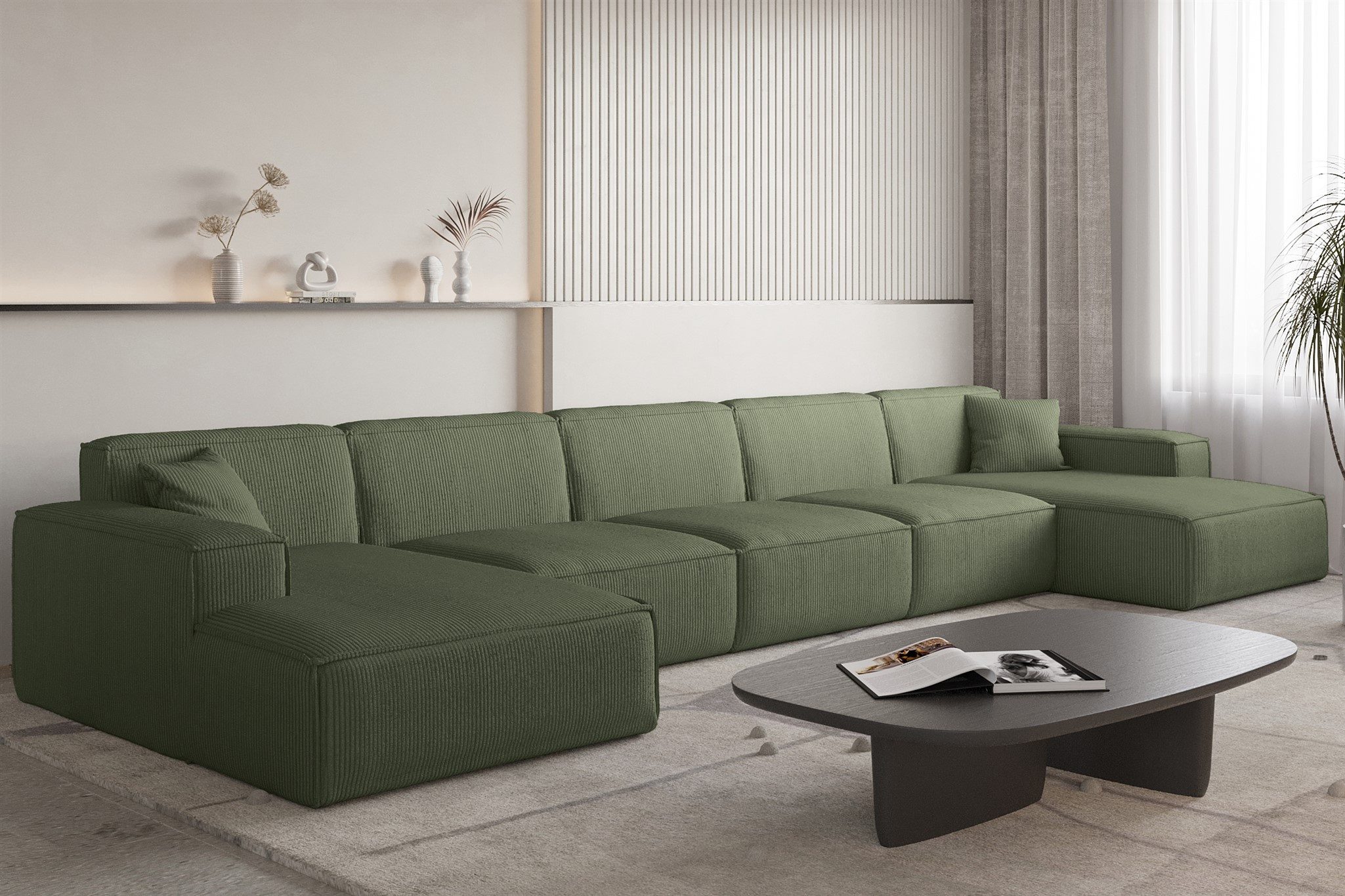 Fun Möbel Wohnlandschaft Sofa U-Form CELES PREMIUM XL in Stoff Scala, Breite 462 cm, Inkl. 2 Zierkissen, Rundumbezug