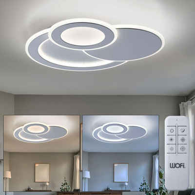 etc-shop LED Deckenleuchte, LED-Leuchtmittel fest verbaut, Kaltweiß, Warmweiß, LED Deckenleuchte mit Fernbedienung Deckenleuchte Wohnzimmer Modern