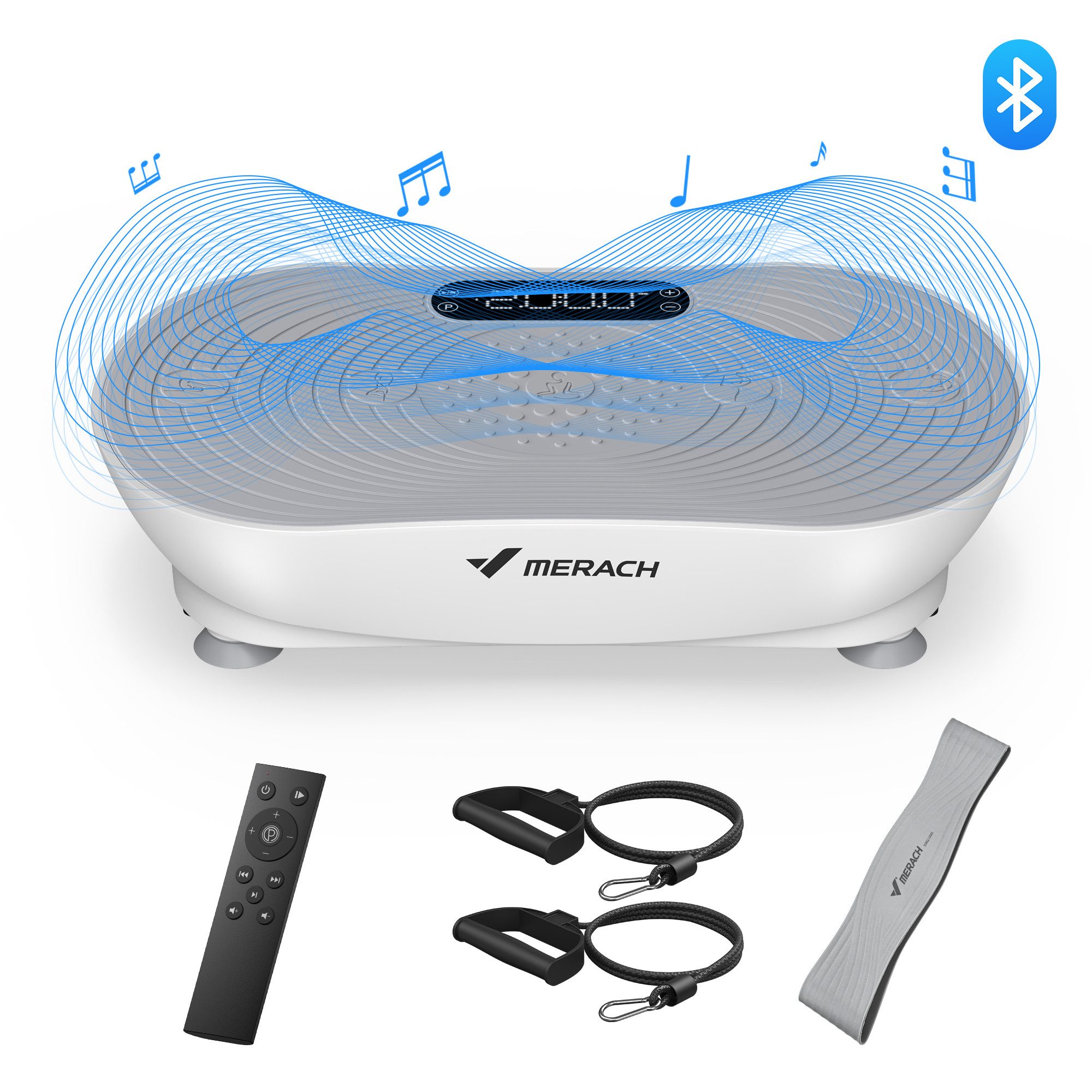 MERACH Vibrationsplatte Vibrationsplatte leise & kompakt - Ideal für Zuhause, 150 W, 99 Intensitätsstufen, (Inkl. Fernbedienung, 150W Motor, 99 Stufen, LED-Display, 1 tlg., Platzsparend, Heimtrainer für Ganzkörpertraining & Durchblutung), max. Benutzergewicht 150kg