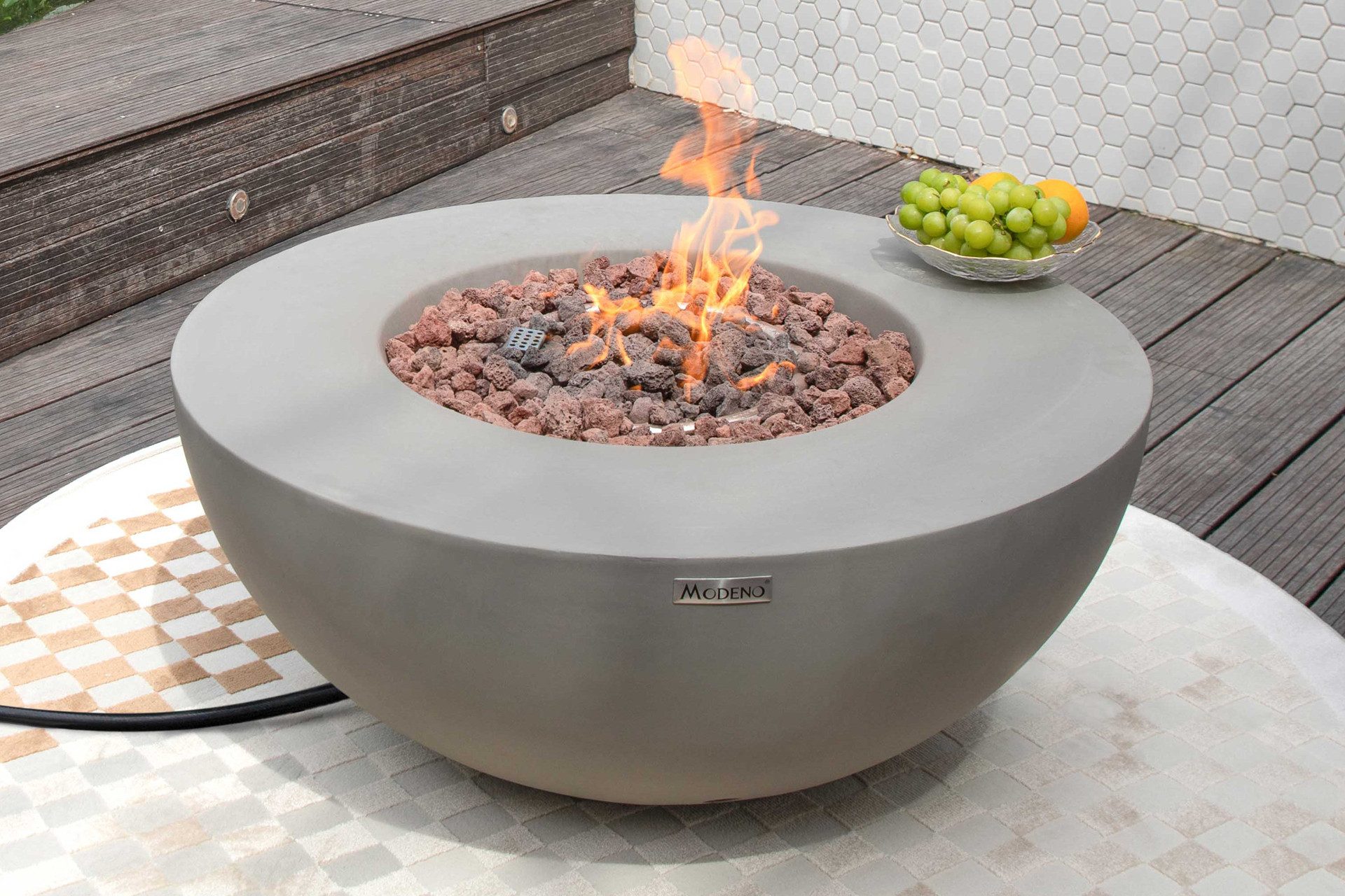 ELEMENTI Feuertisch Roca Feuerstelle aus Beton - Komplett-Set mit Zubehör, (SET, 1-St., inkl. mehreren Komponenten), Beton,(87x87x37cm)