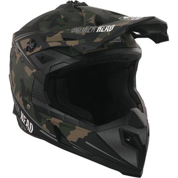 Broken Head Motocrosshelm Squadron Rebelution Camouflage-Sand-Titan, mit Ratschen- und Doppel-D-Verschluss