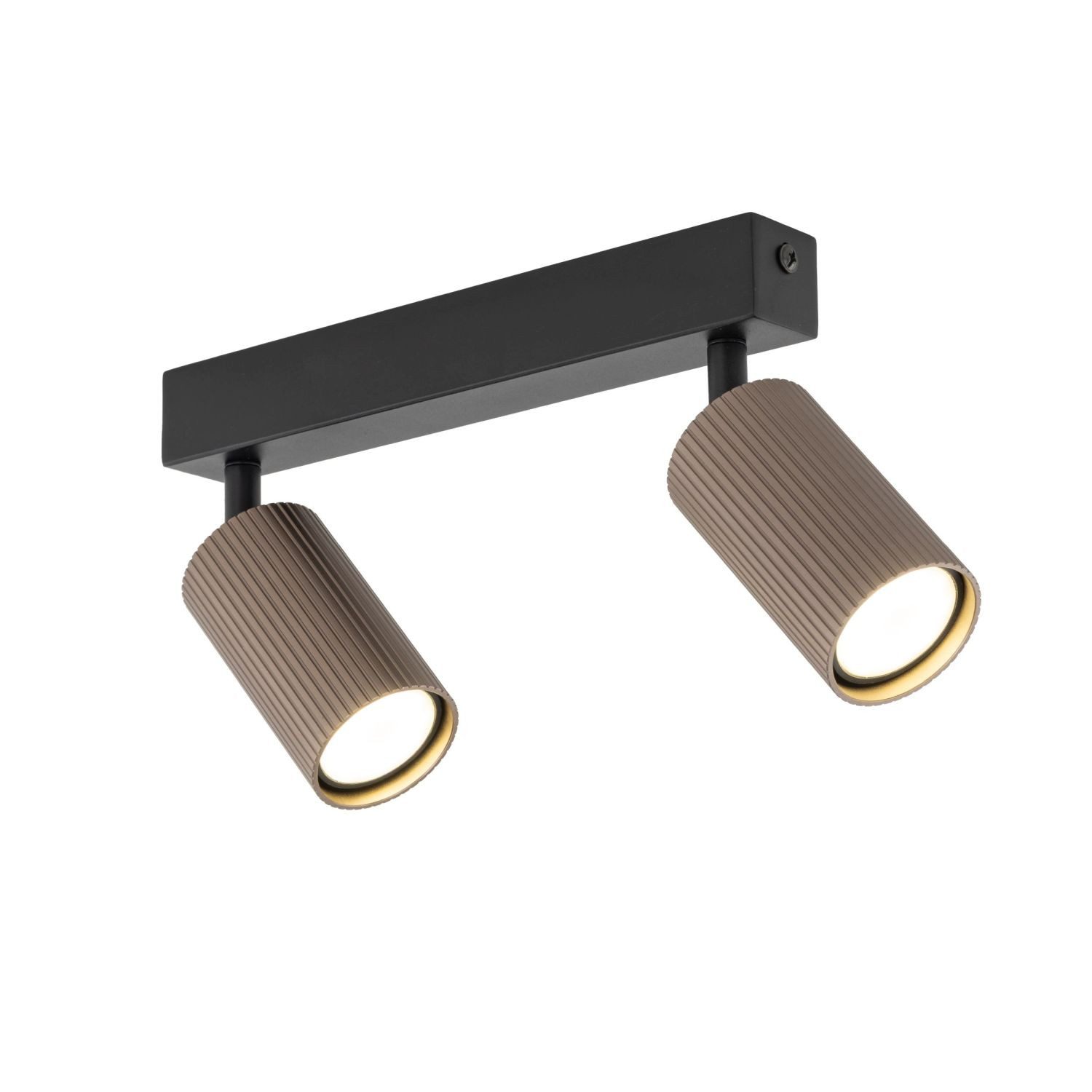 Licht-Erlebnisse Deckenstrahler BRAYDEN, ohne Leuchtmittel, Metall verstellbar Schwarz Braun GU10 2-flammig länglich Modern