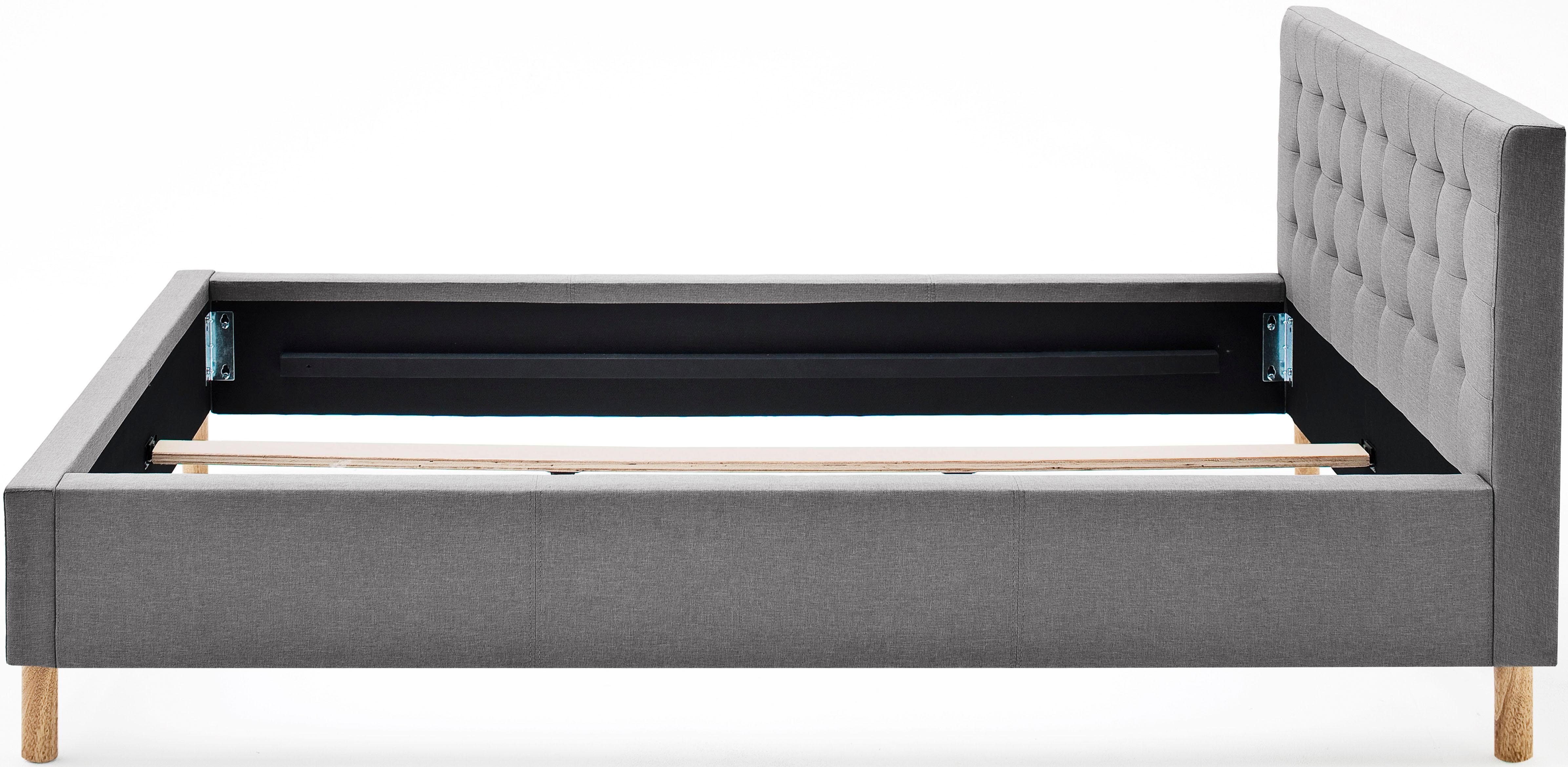 meise.möbel Polsterbett Malin erhältlich in zwei Breiten & Farben, gestepptes Kopfteil, in den Breiten 120cm & 140cm, mit Holzfüßen