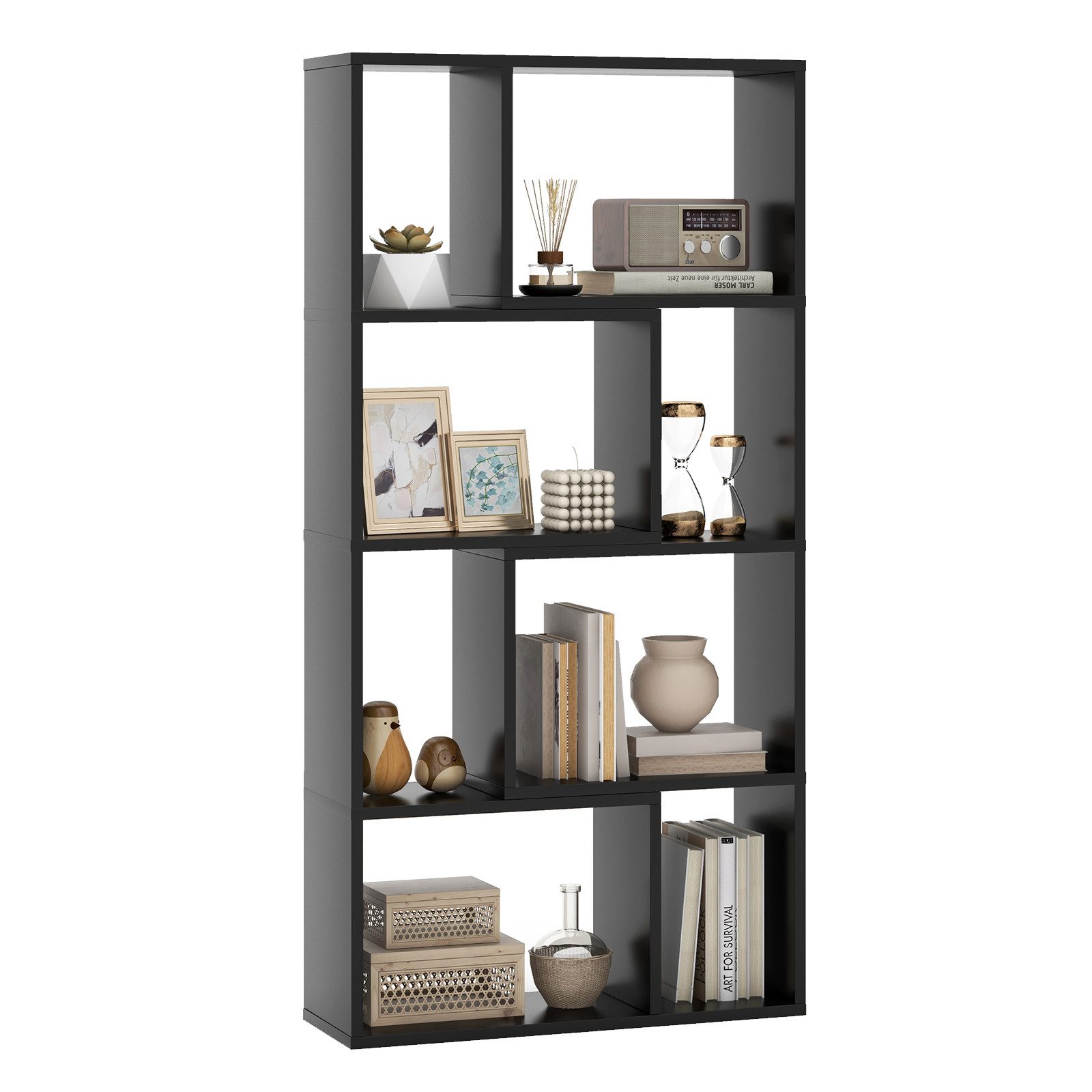 COSTWAY Bücherregal, Standregal, 4 Ebenen, 8 Fächer, bis 30kg, 60x20x120cm günstig online kaufen