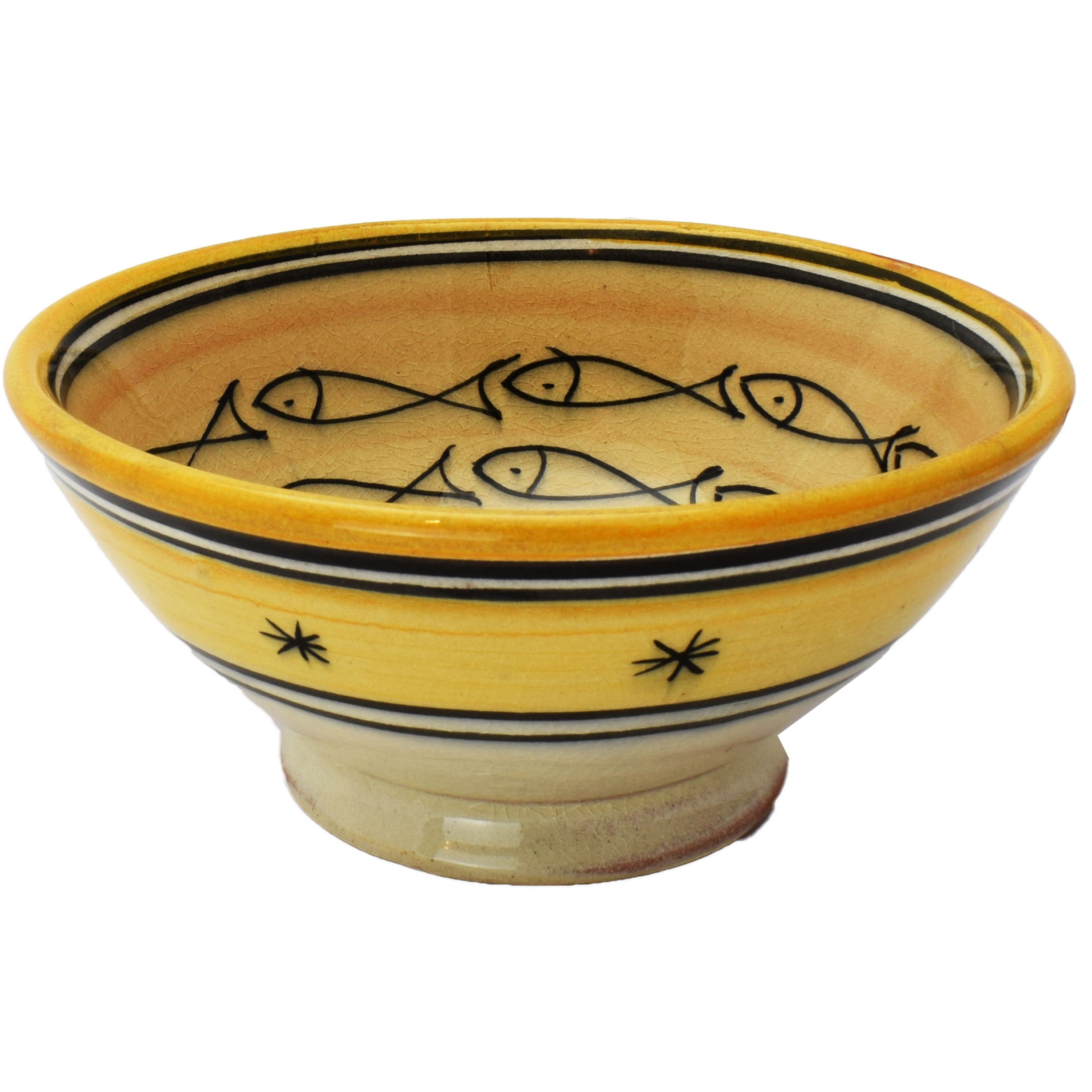 Marrakesch Orient & Mediterran Interior Dipschale Marokkanische Keramikschale Poisson modern aus Keramik in Gelb 15 cm, Keramik, (1-tlg), Handarbeit