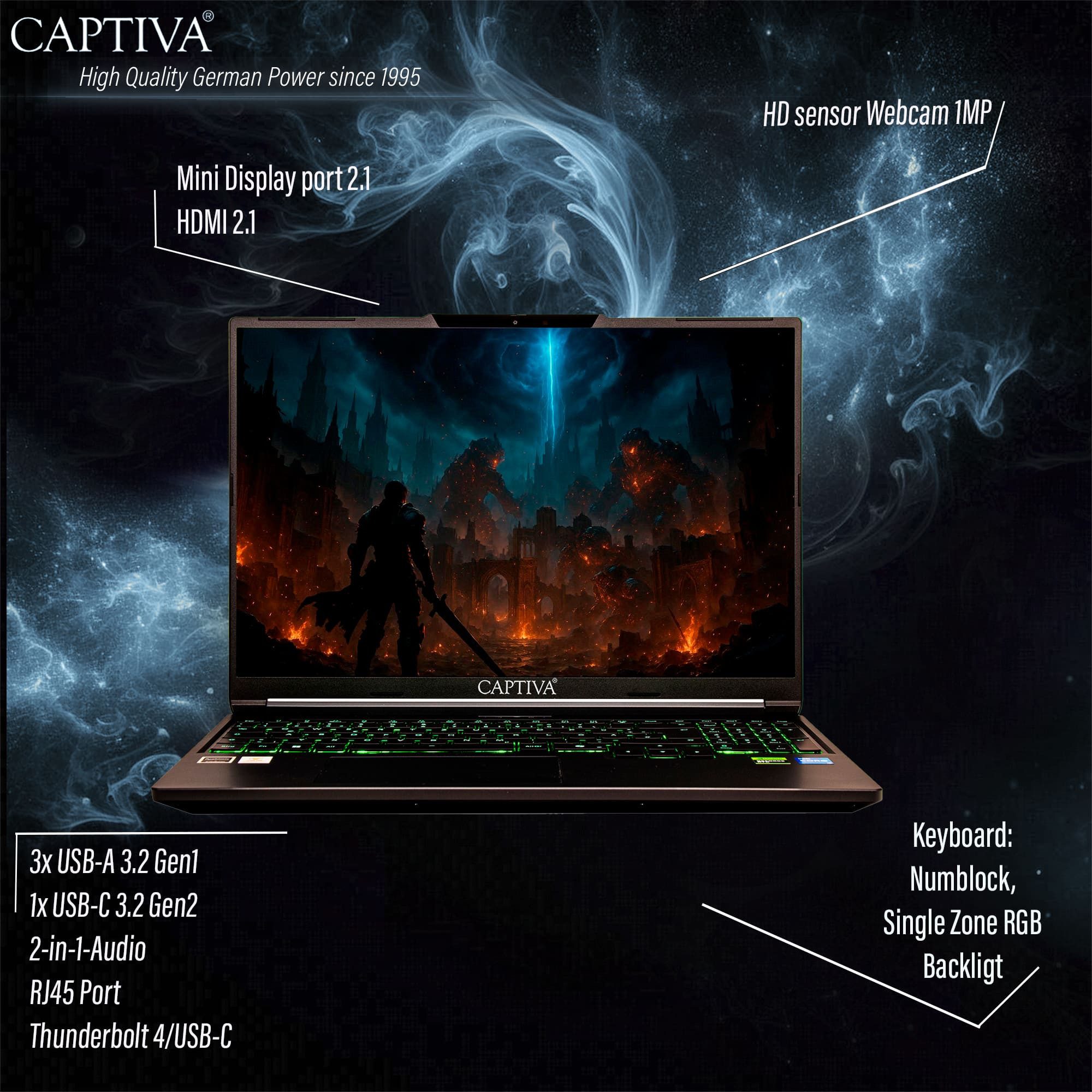 CAPTIVA Power Starter R94-413GE Notebook (38.9 cm/15.3 Zoll, AMD Ryzen 7 255, AMD Radeon™-Grafik, 2000 GB SSD, WLAN & Bluetooth, Tastatur: DE Layout, Windows 11 Pro)