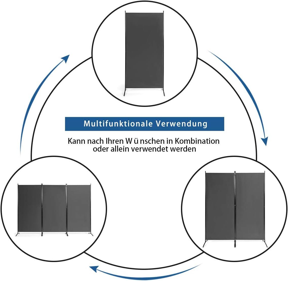 BlingBin Paravent 3-teiliger Paravent 260 x 180 cm, wetterfester Balkonsichtschutz (3er Set, 3 St., 260x180cm), als Raumteiler und Trennwand für Balkon, Terrass – Bild 4 von 5