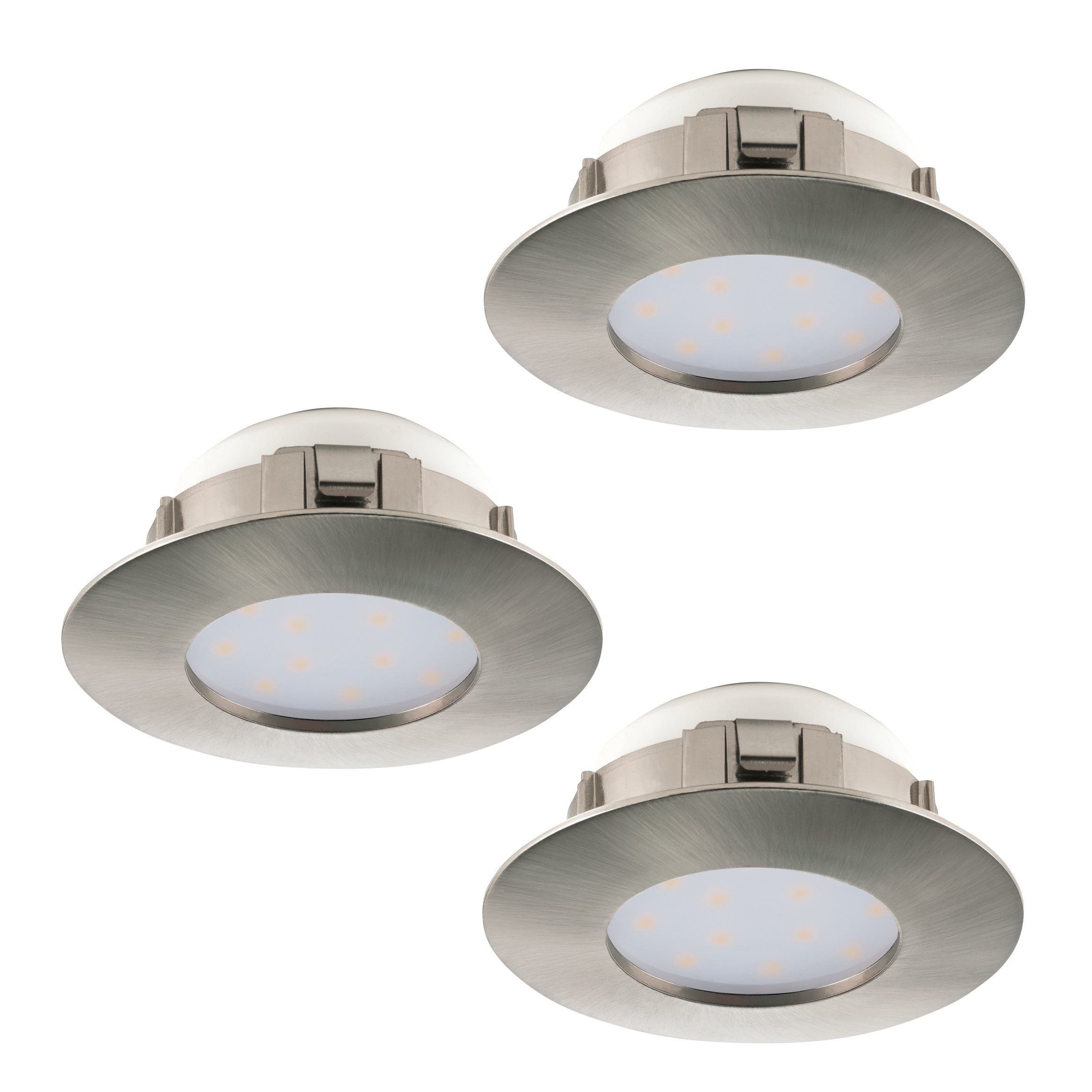 EGLO LED Einbauleuchte Pineda, Leuchtmittel inklusive, Einbauleuchte - Ø7,8 x ET35 cm - nickel-matt - 3X4,9W inkl.