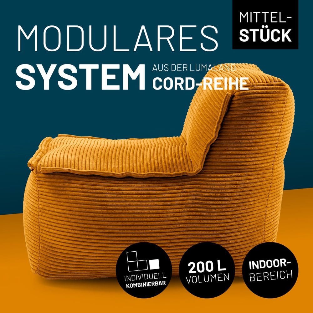 Lumaland Sitzsack Sitzsack-Sofa Modular Cord 54x81x70cm, Sessel abnehmbarer günstig online kaufen