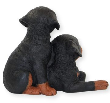 Castagna Tierfigur Dekofigur Hund zwei Rottweiler Welpen Hundefigur sitzend Kollektion Castagna aus Resin H 21 cm