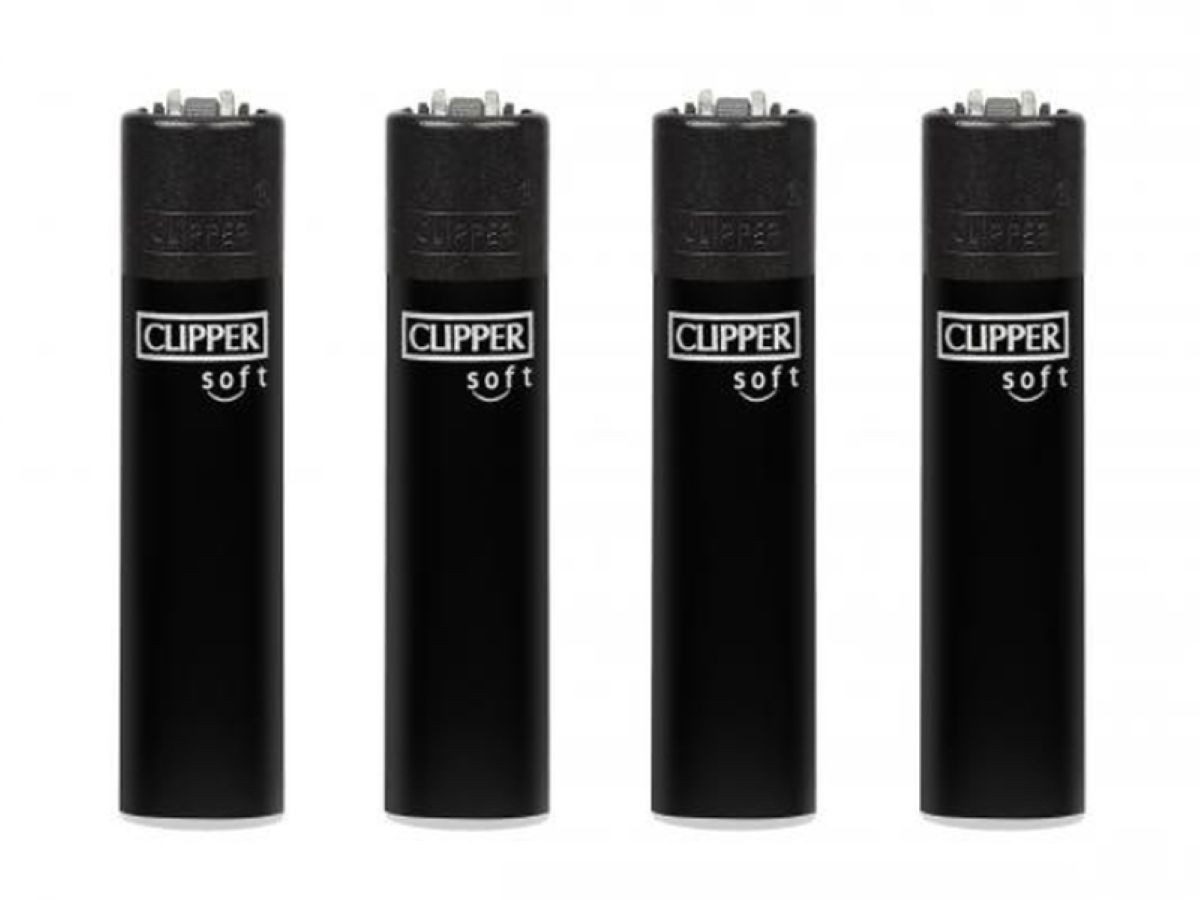 CLIPPER Feuerzeug Reibrad Feuerzeug schwarz soft touch black 4er Set, Clipper - Feuerzeug mit Kultstatus