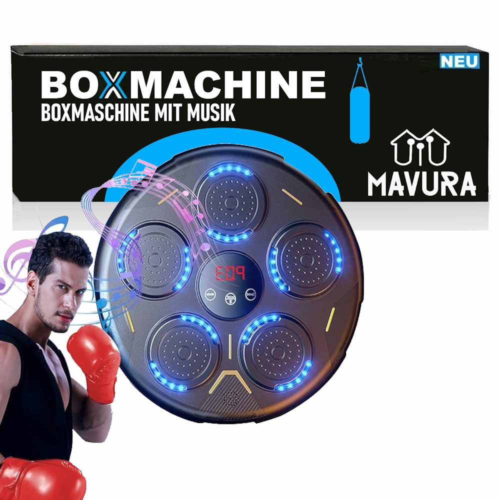 MAVURA Boxstation BOXMACHINE Boxmaschine LED Wand Boxtrainingsgerät, Boxziel mit Bluetooth, Licht & Musik