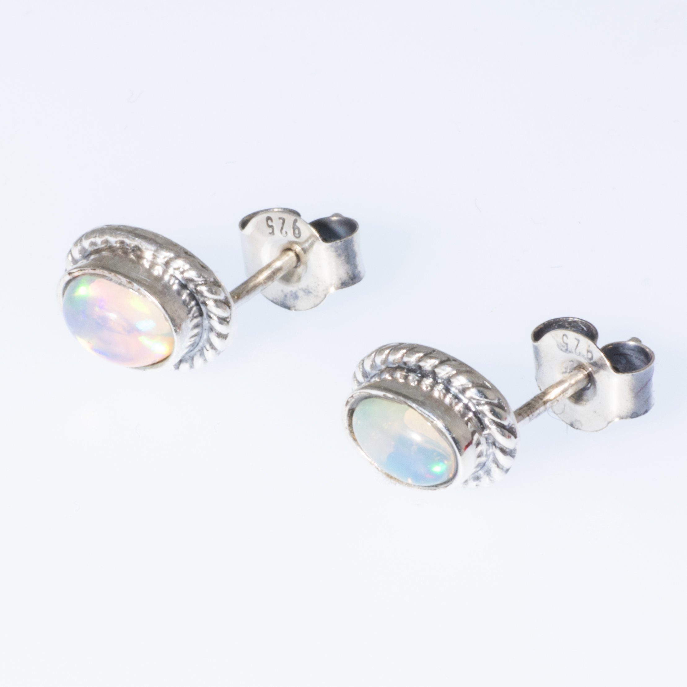 Paar Ohrstecker Ohrstecker echter Opal oval mit Verzierung, echter Opal aus günstig online kaufen