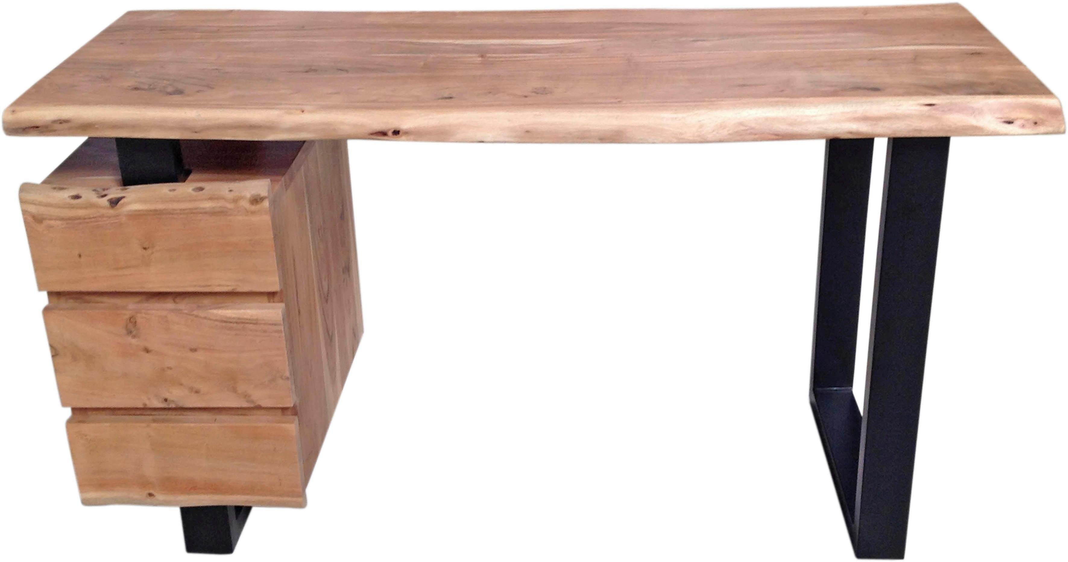 SIT Schreibtisch Schreibtisch Massivholz‑Tischplatte aus Akazie, mit massiver Baumkante