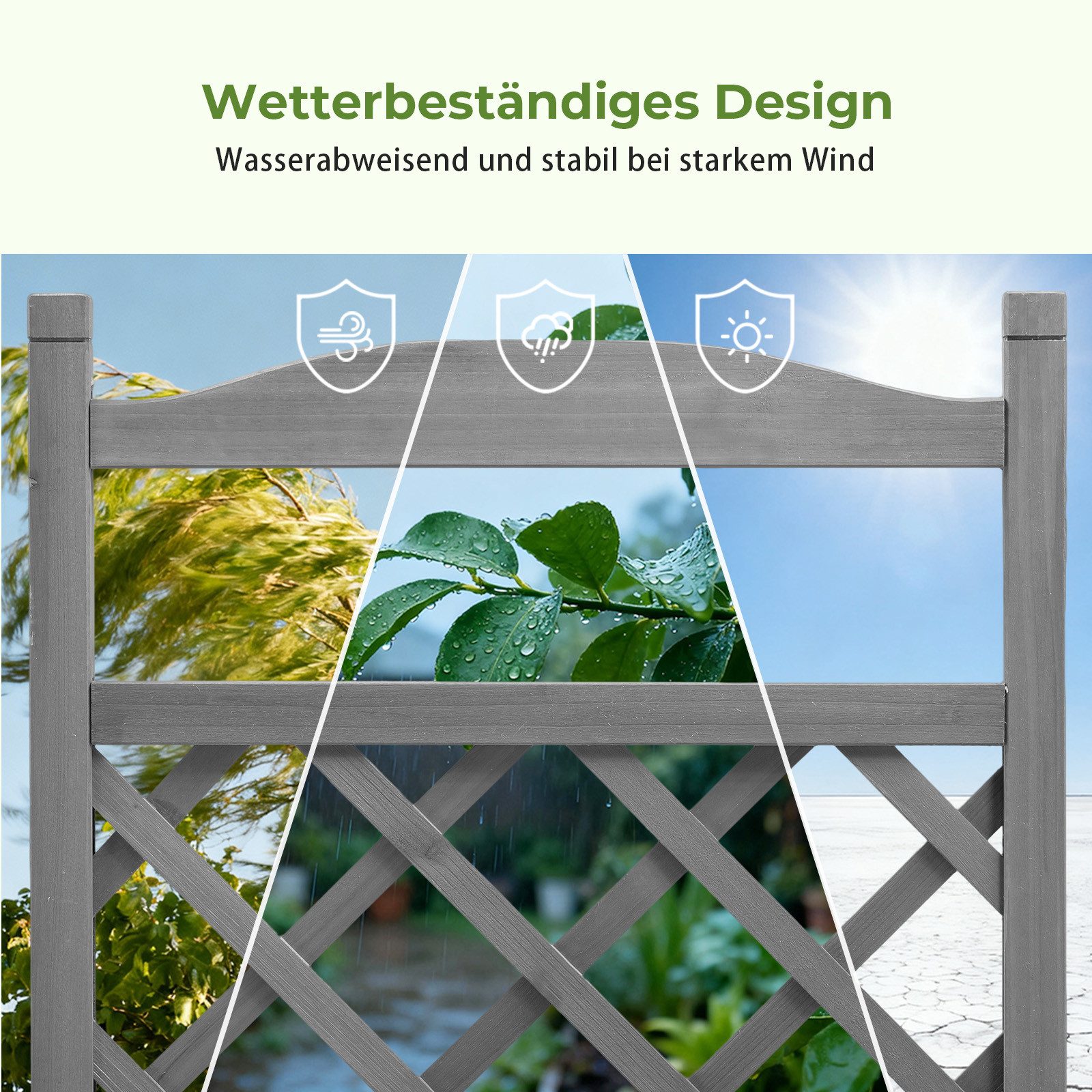 COMHOMA Blumenkasten Rankgitter Pflanzkasten mit Rollen, Holz Hochbeet mit Spalier (2 ST., 1 St., Farbe und Menge sind optional), wetterbeständiger Pflanzenkübe – Bild 4 von 5
