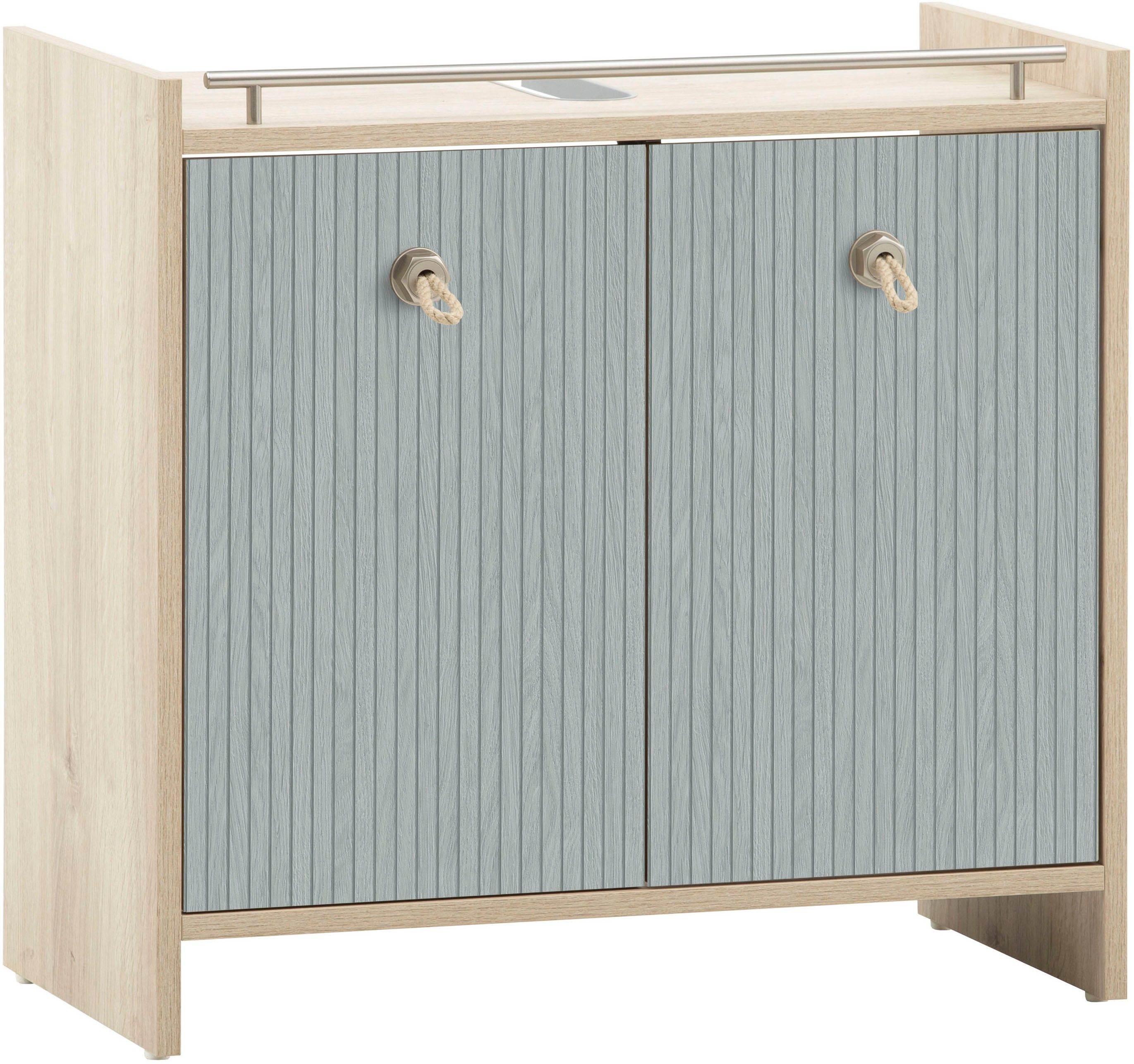 Schildmeyer Waschbeckenunterschrank SONDERBY, 2 Türen, Breite 65 cm, MADE IN GERMANY (1-St) Seilgriffe im maritimen Look, MADE IN GERMANY