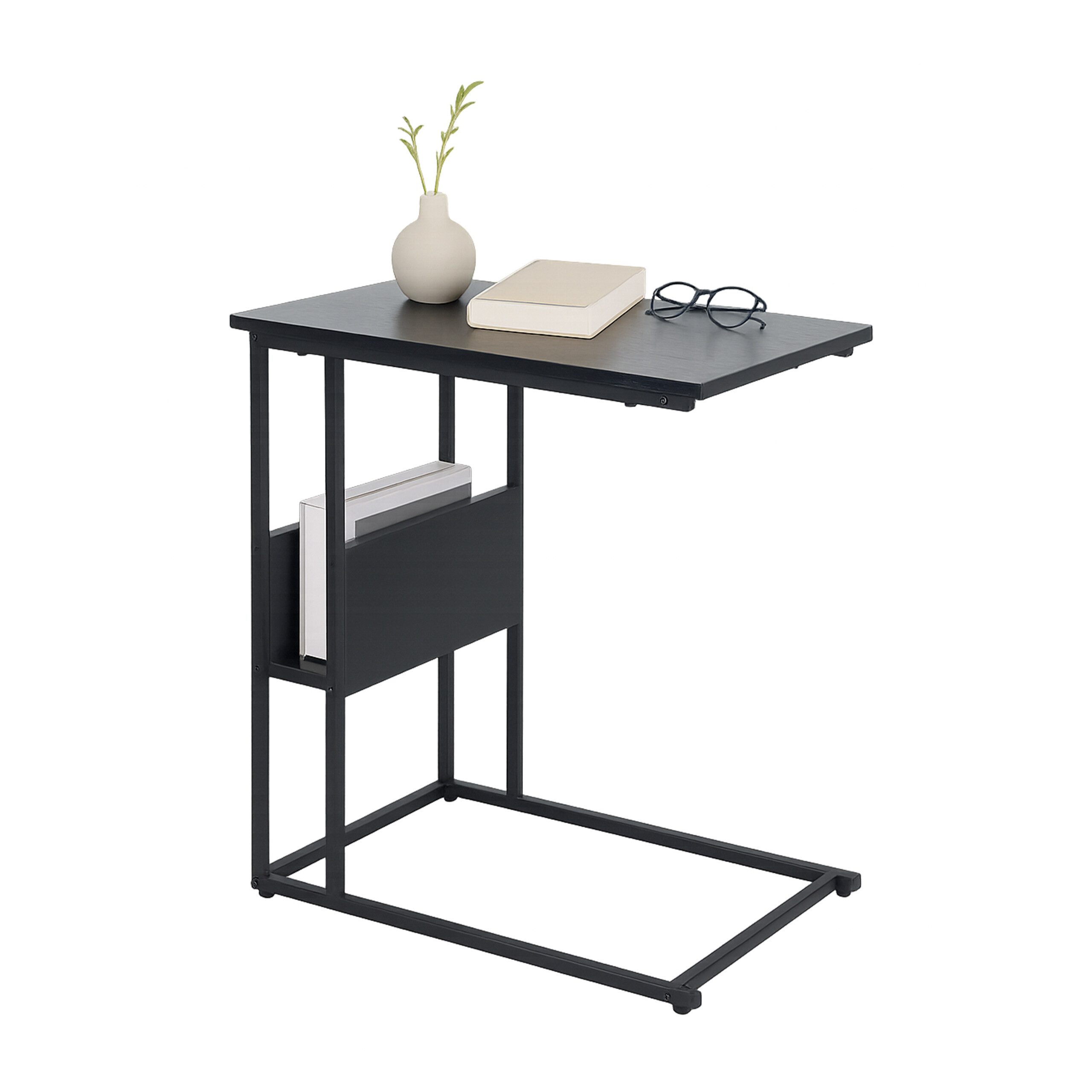 relaxdays Beistelltisch mit Ablage und Fach, schwarz günstig online kaufen